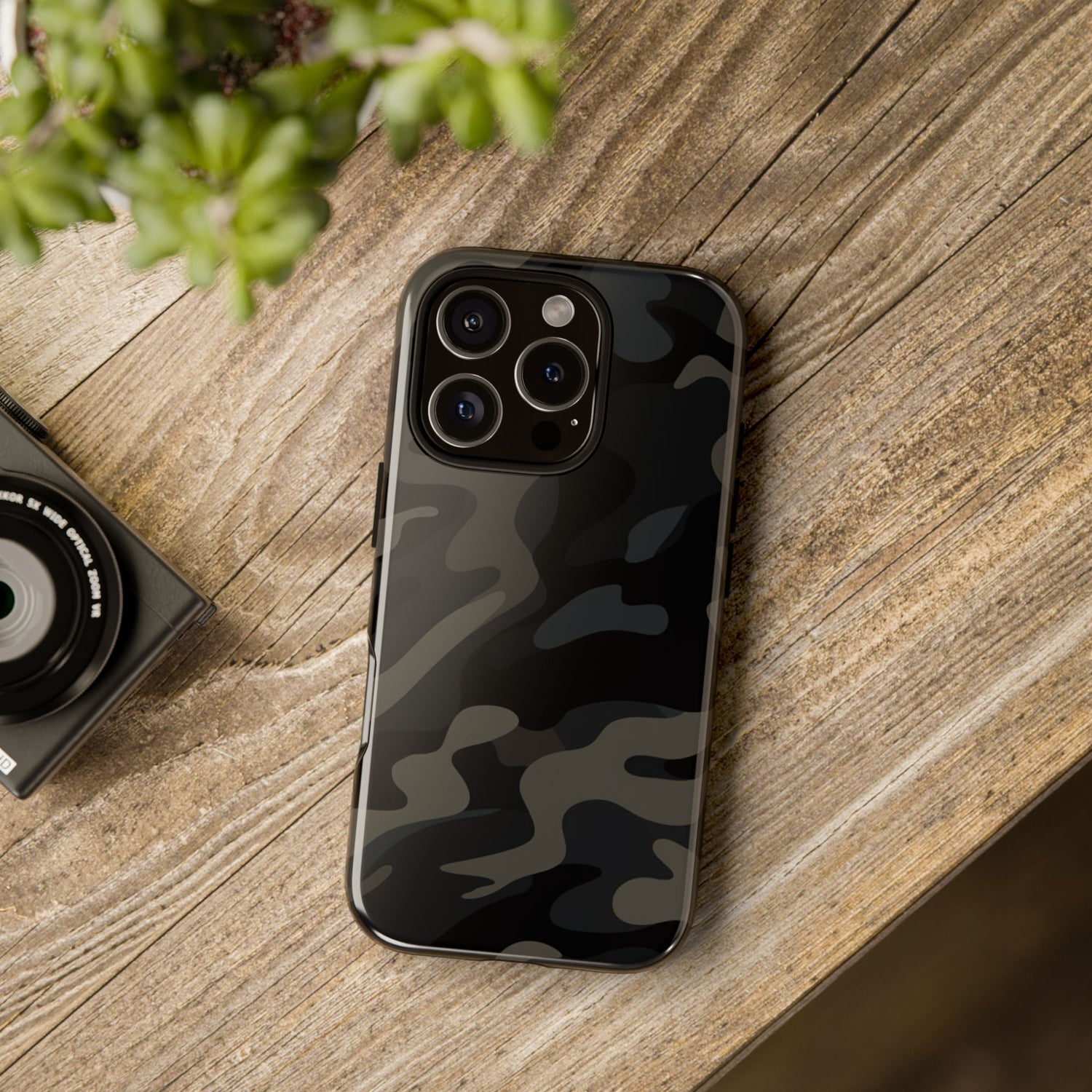 Black Camouflage Phone Case for iPhone, Samsung and Google Pixel