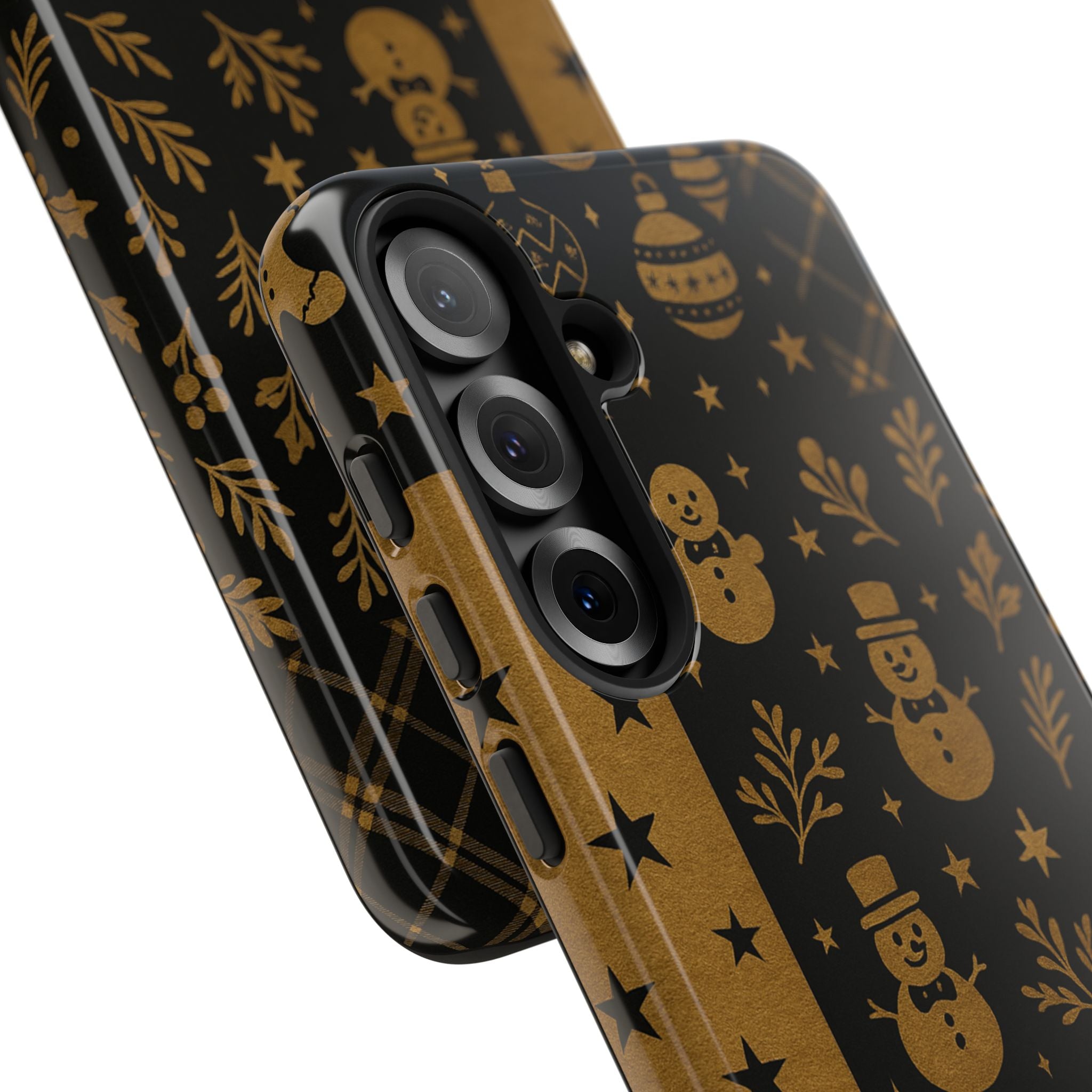 Black Festive Phone Case | Christmas Gift | Holiday Decor | Snowman Design | Tough Cases | Winter Celebration