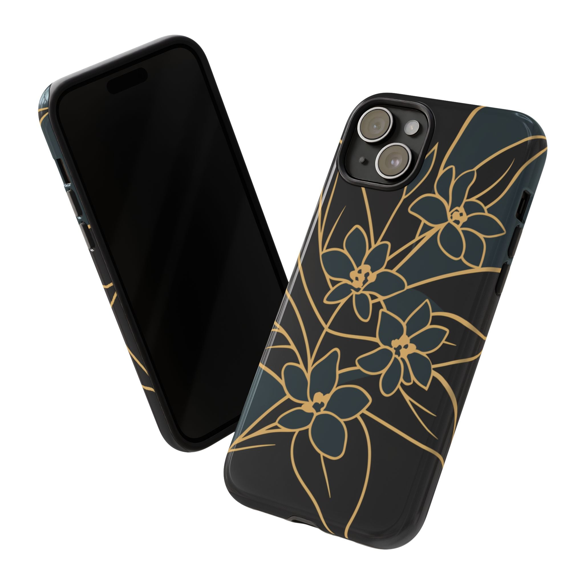 Golden Bloom - Elegant Floral Line Art Phone Case