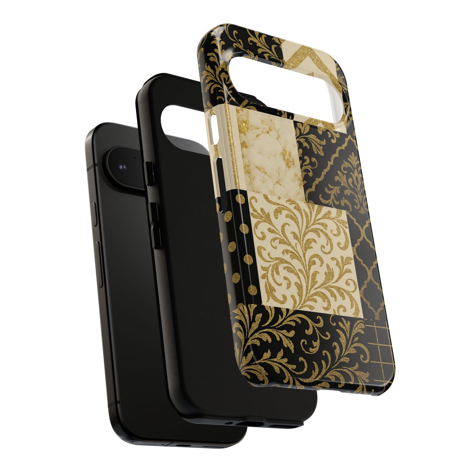 Phone Case, Luxury Black and Gold Festive Design for Christmas Gift, Holiday Decor, Tough Cases, Winter Celebration, Elegant iPhone Cover