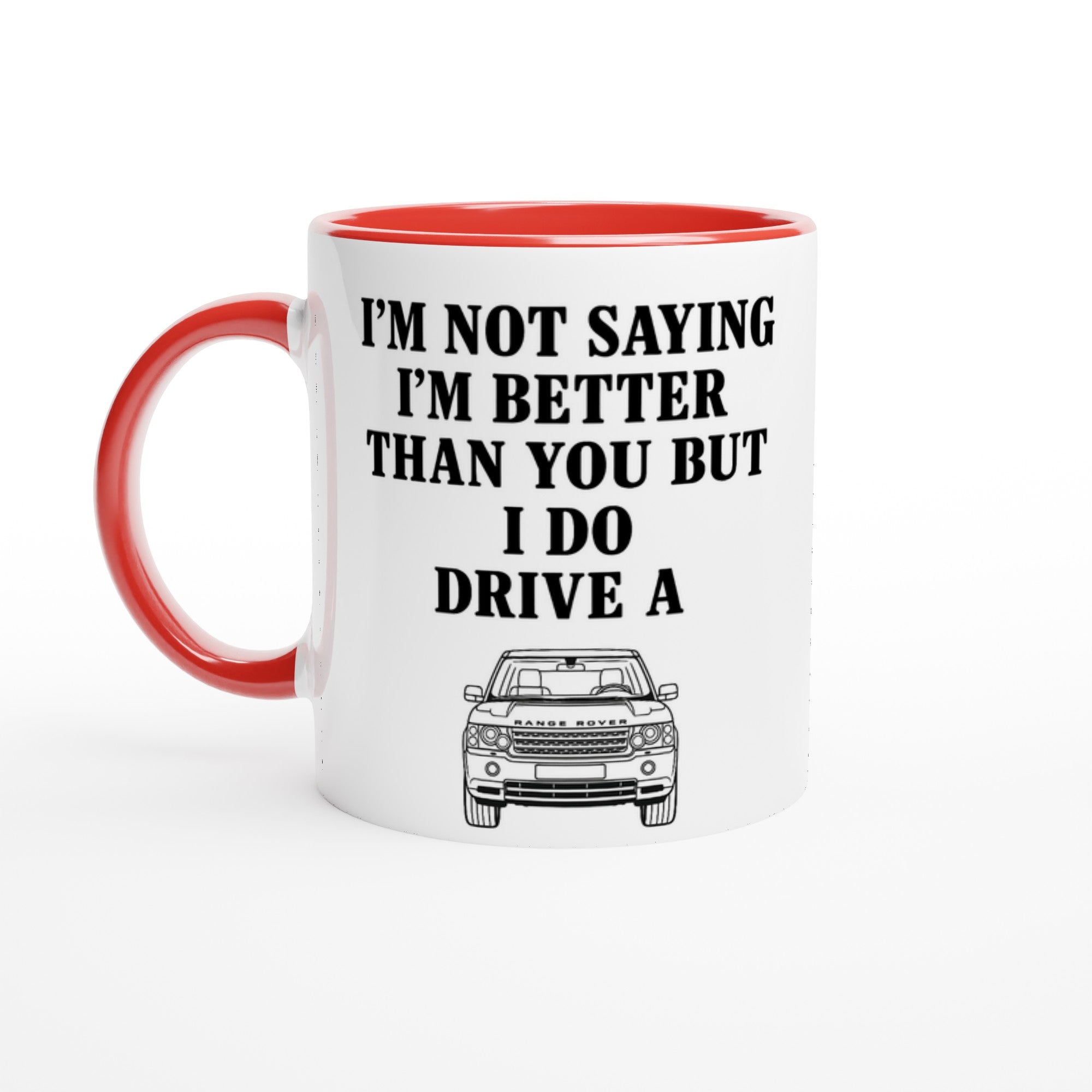 Funny Range Rover Mug – 11oz Luxury Car Driver Gift, Bold Statement Coffee Cup, Land Rover, Range Rover Lover Gift for Him or Her Ceramic Red