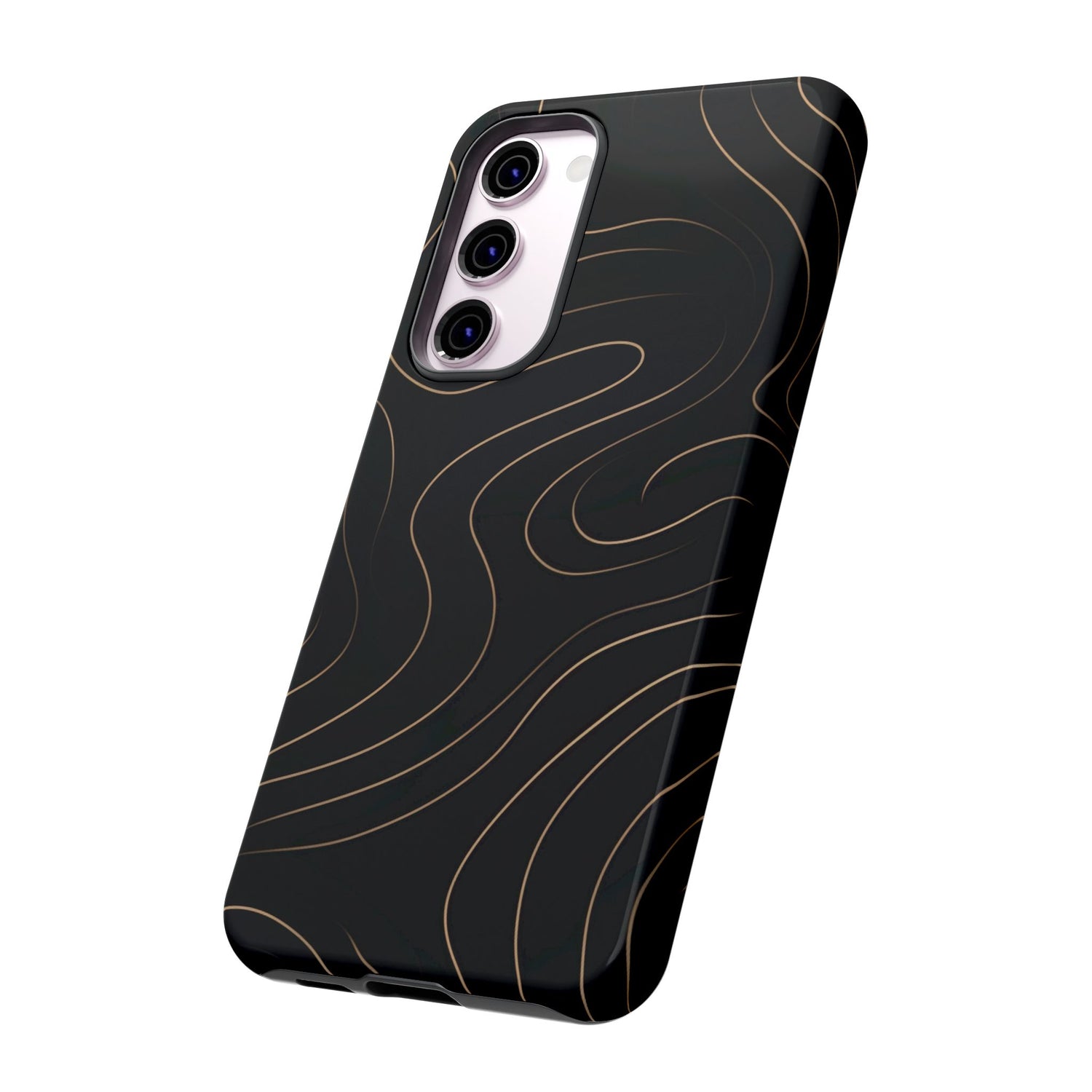 Noir Topograph - Black Minimalist Line Art Phone Case