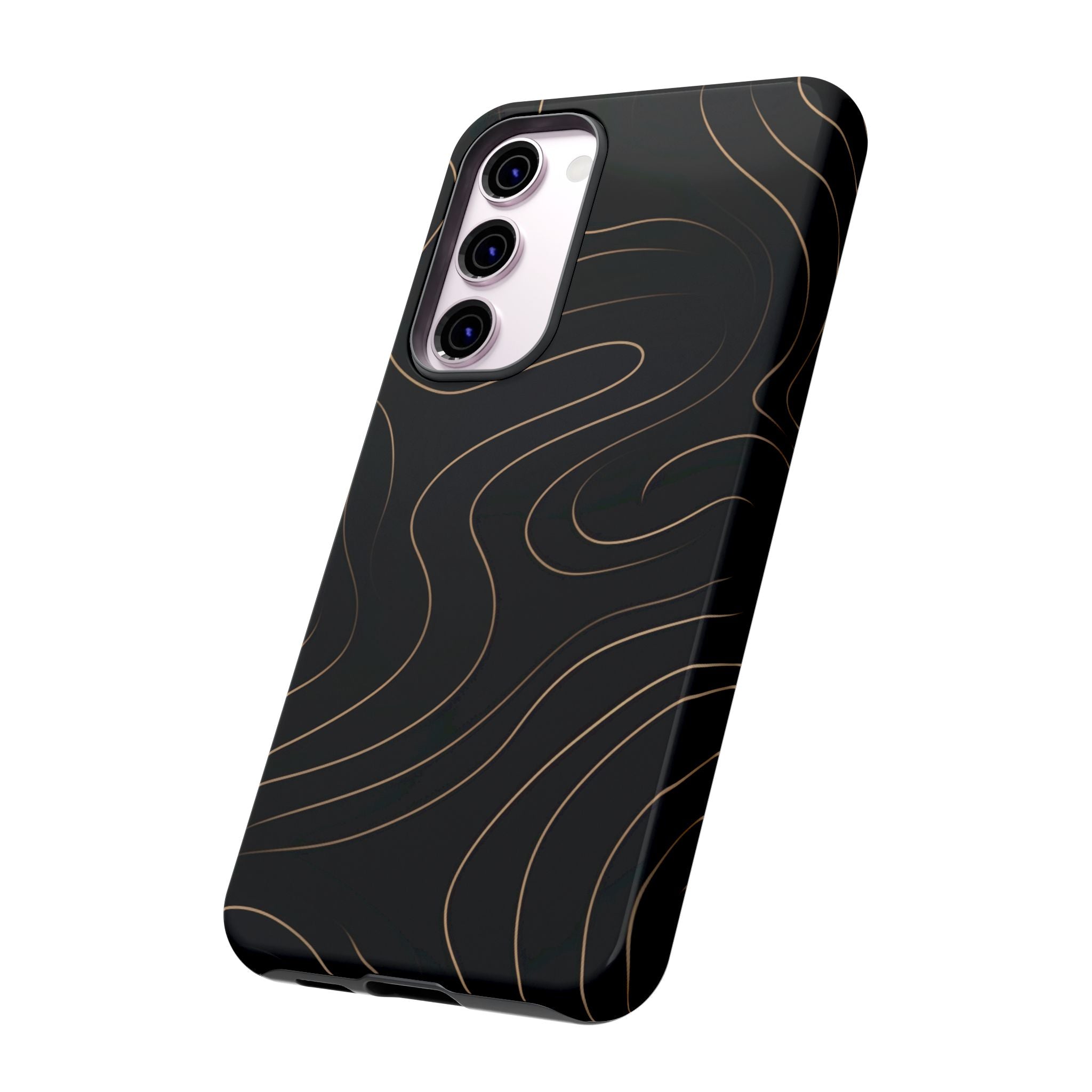 Noir Topograph - Black Minimalist Line Art Phone Case