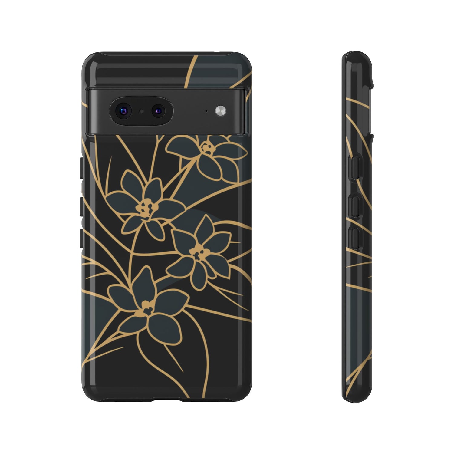 Golden Bloom - Elegant Floral Line Art Phone Case Google Pixel 7 Glossy