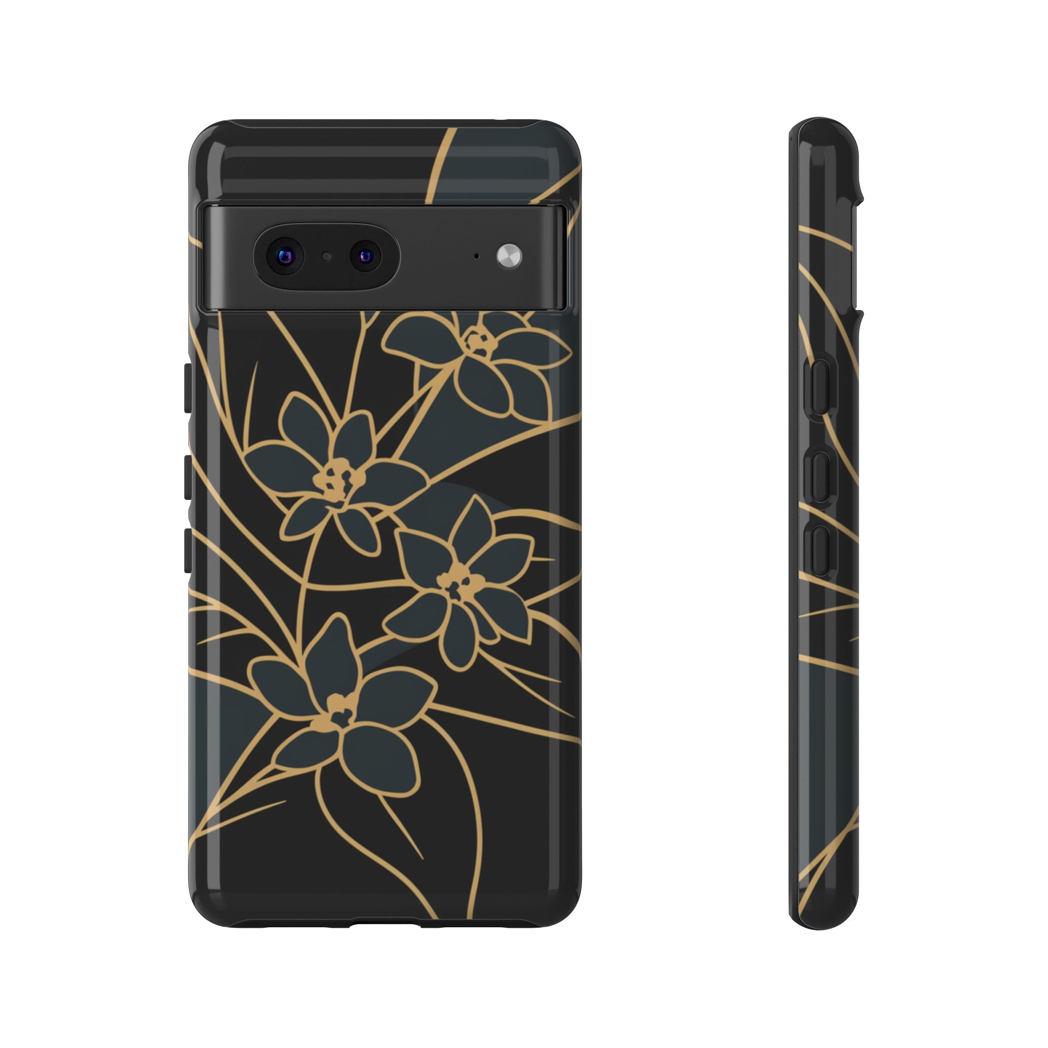 Golden Bloom - Elegant Floral Line Art Phone Case Google Pixel 7 Glossy
