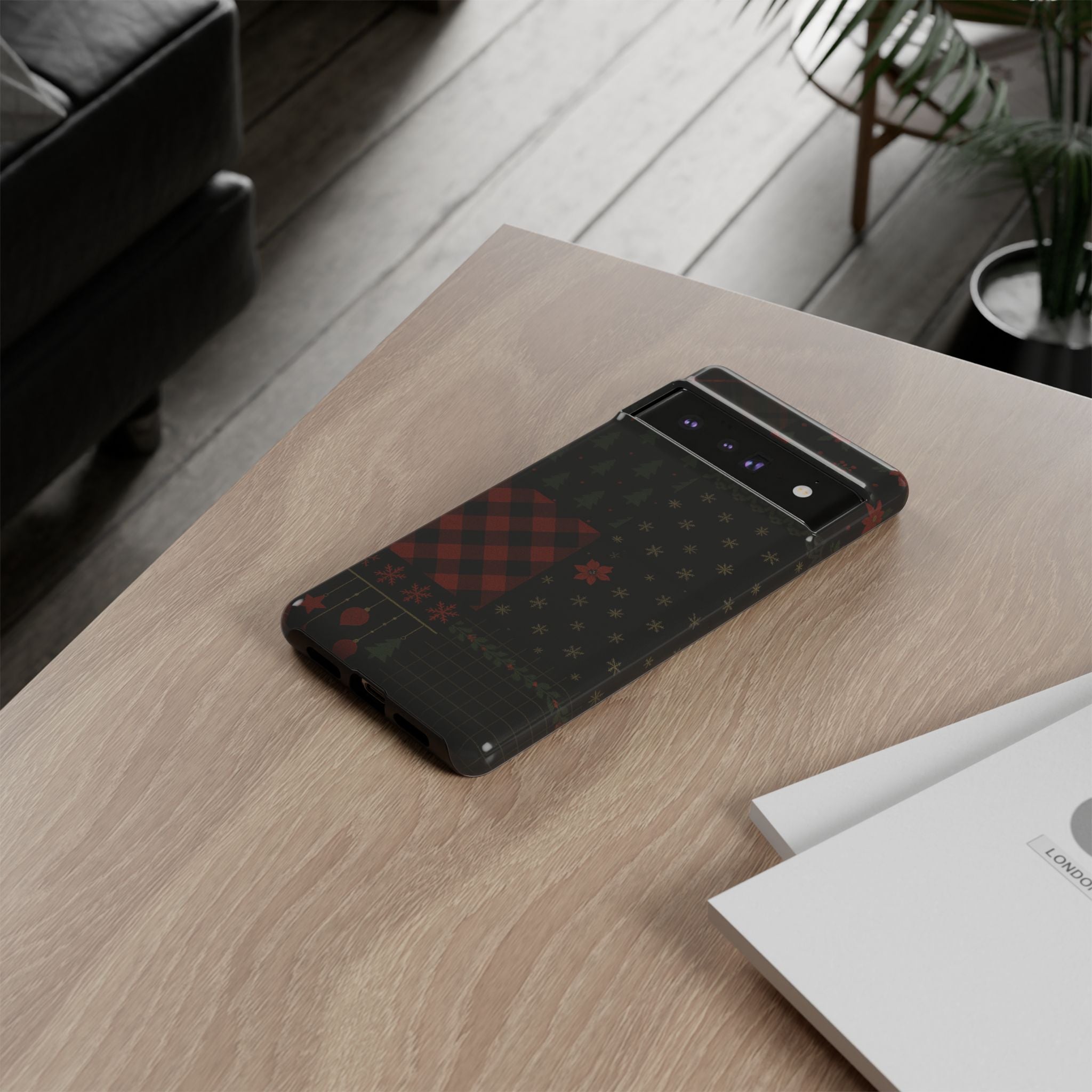 Black Festive Phone Case - Christmas Phone Cover - Tough Design