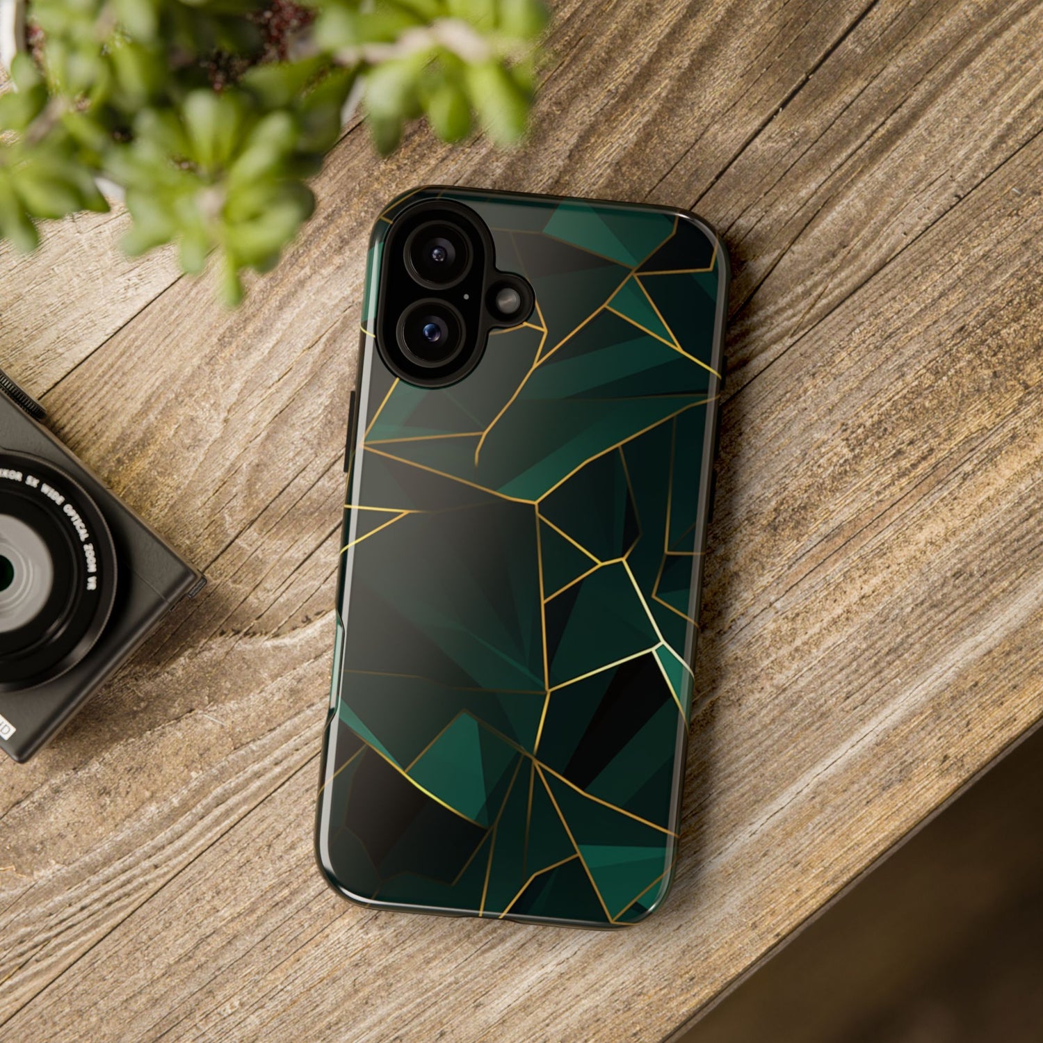 Emerald Veil - Geometric Luxe Phone Case