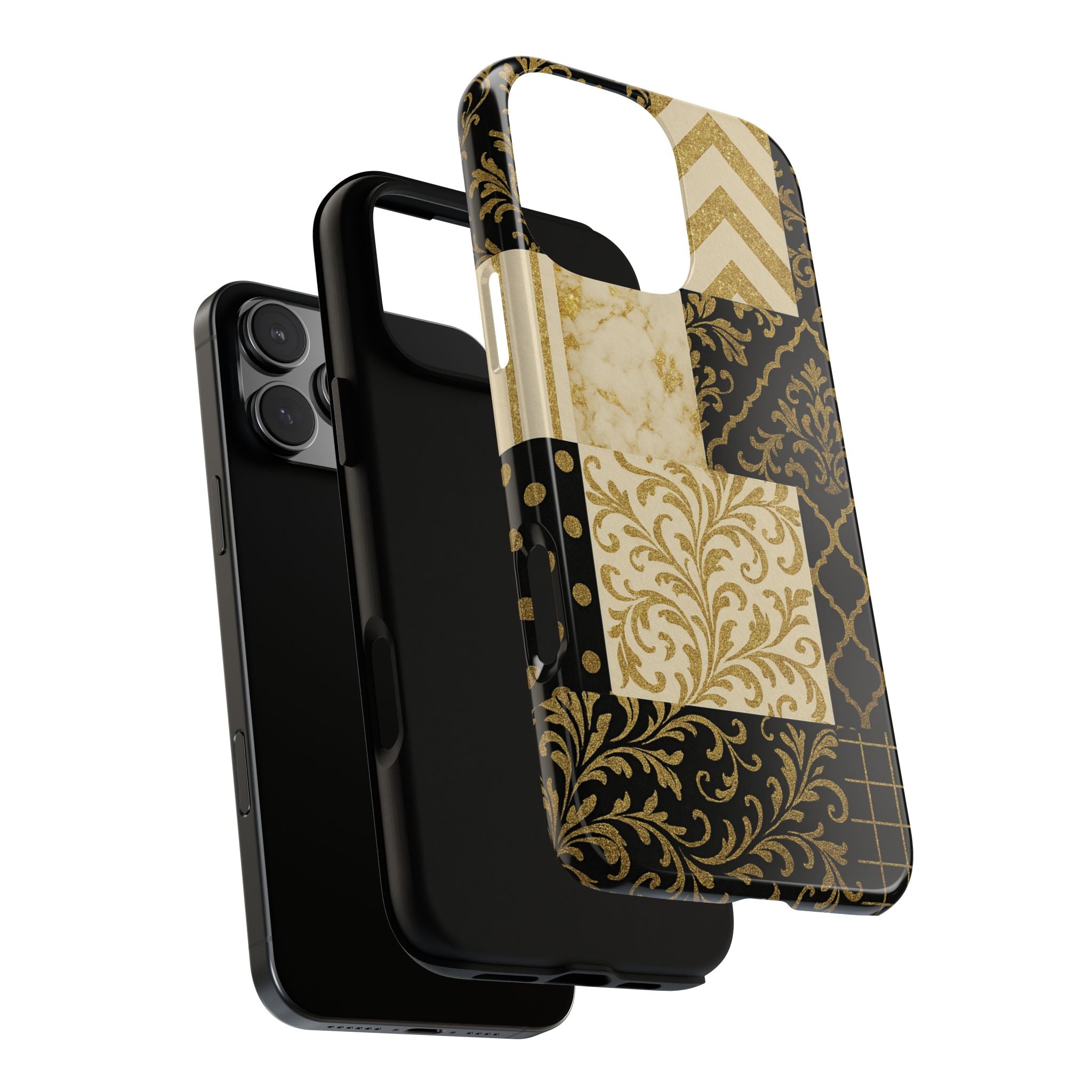 Phone Case, Luxury Black and Gold Festive Design for Christmas Gift, Holiday Decor, Tough Cases, Winter Celebration, Elegant iPhone Cover