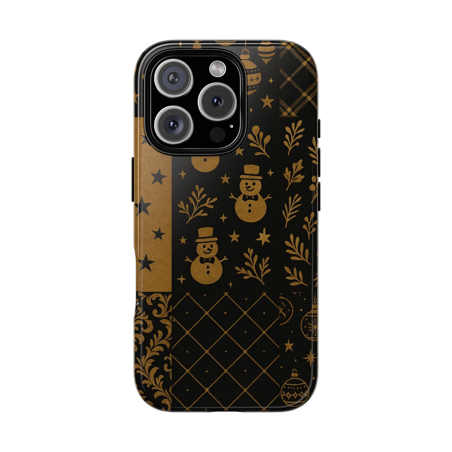 Black Festive Phone Case | Christmas Gift | Holiday Decor | Snowman Design | Tough Cases | Winter Celebration iPhone 16 Pro Glossy