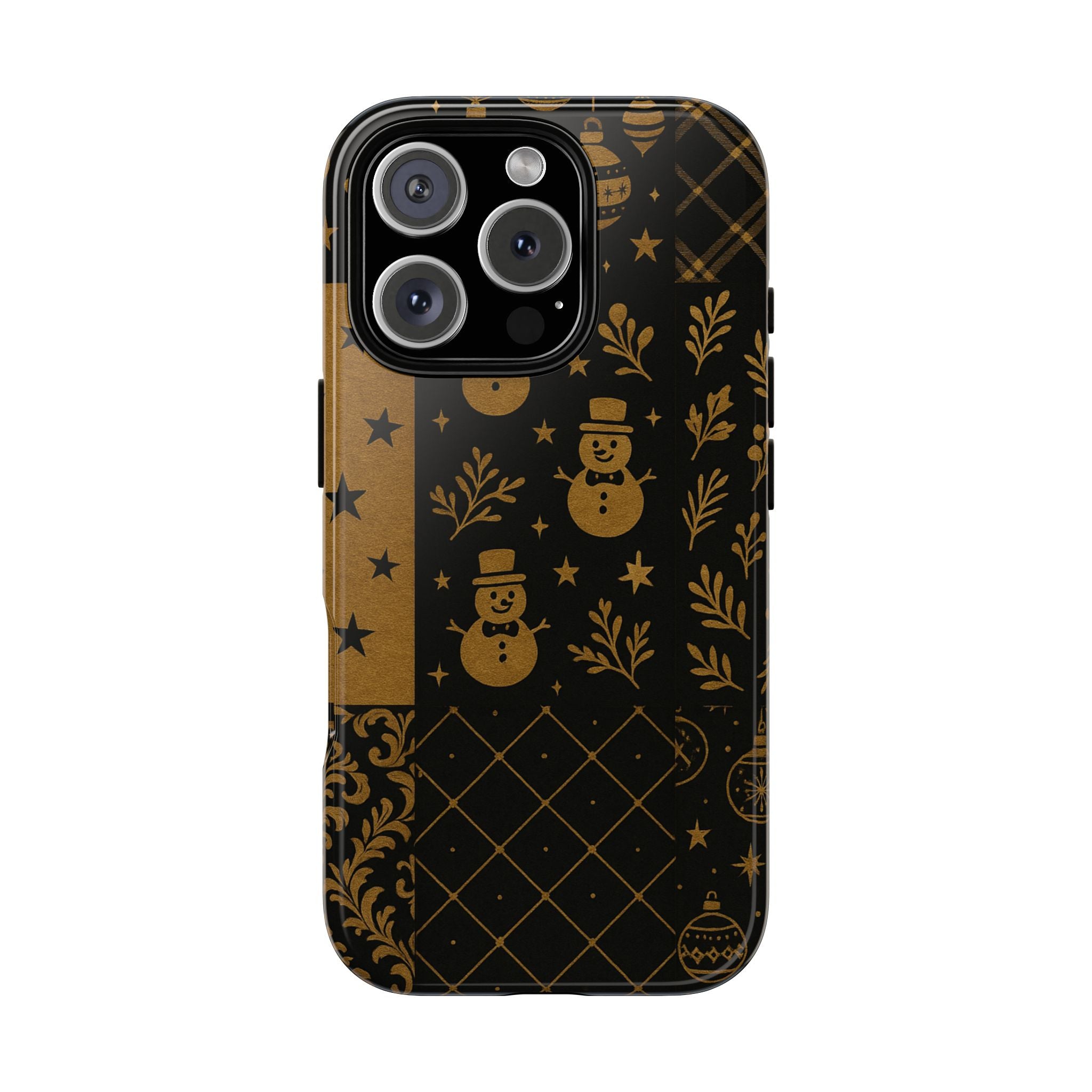 Black Festive Phone Case | Christmas Gift | Holiday Decor | Snowman Design | Tough Cases | Winter Celebration iPhone 16 Pro Glossy