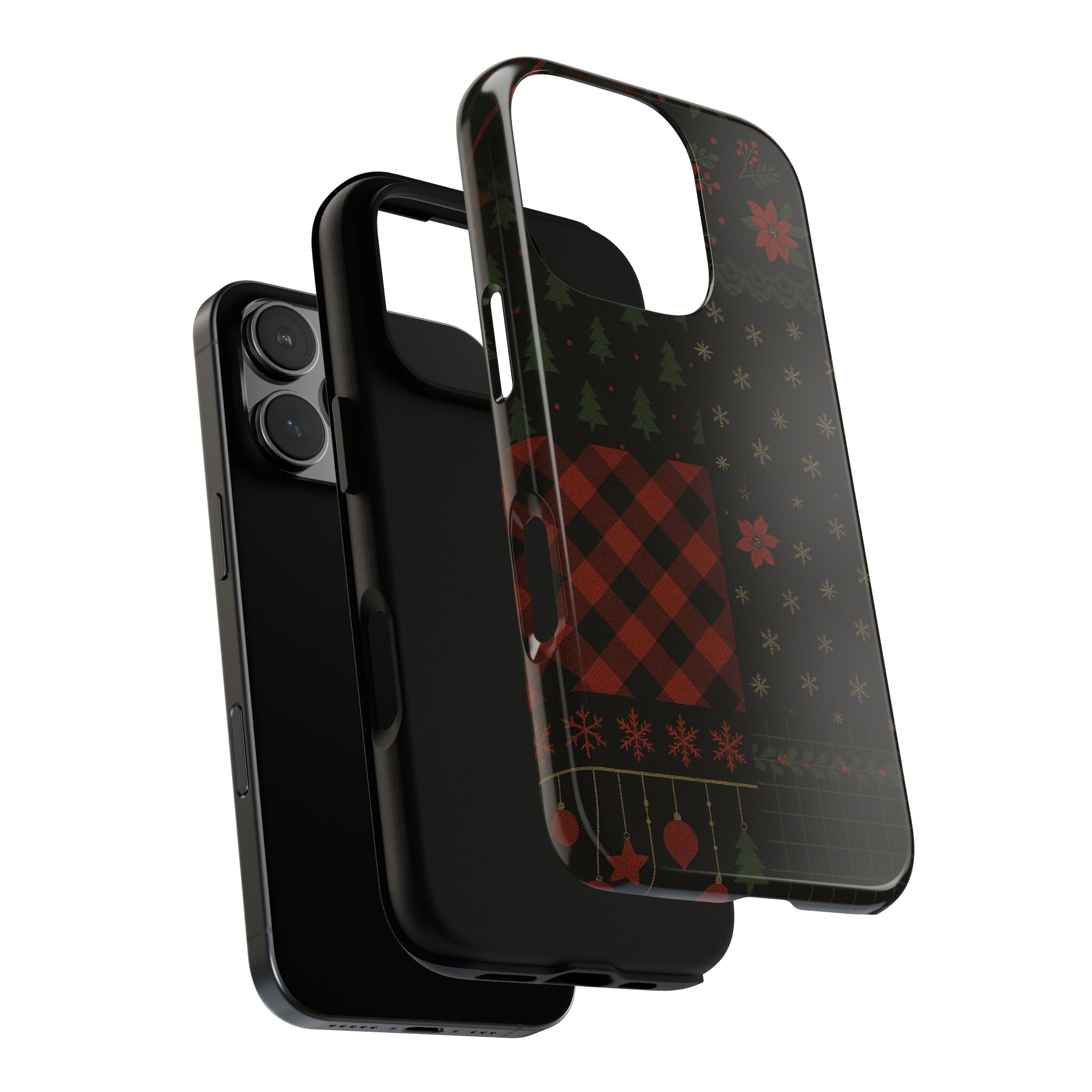 Black Festive Phone Case - Christmas Phone Cover - Tough Design