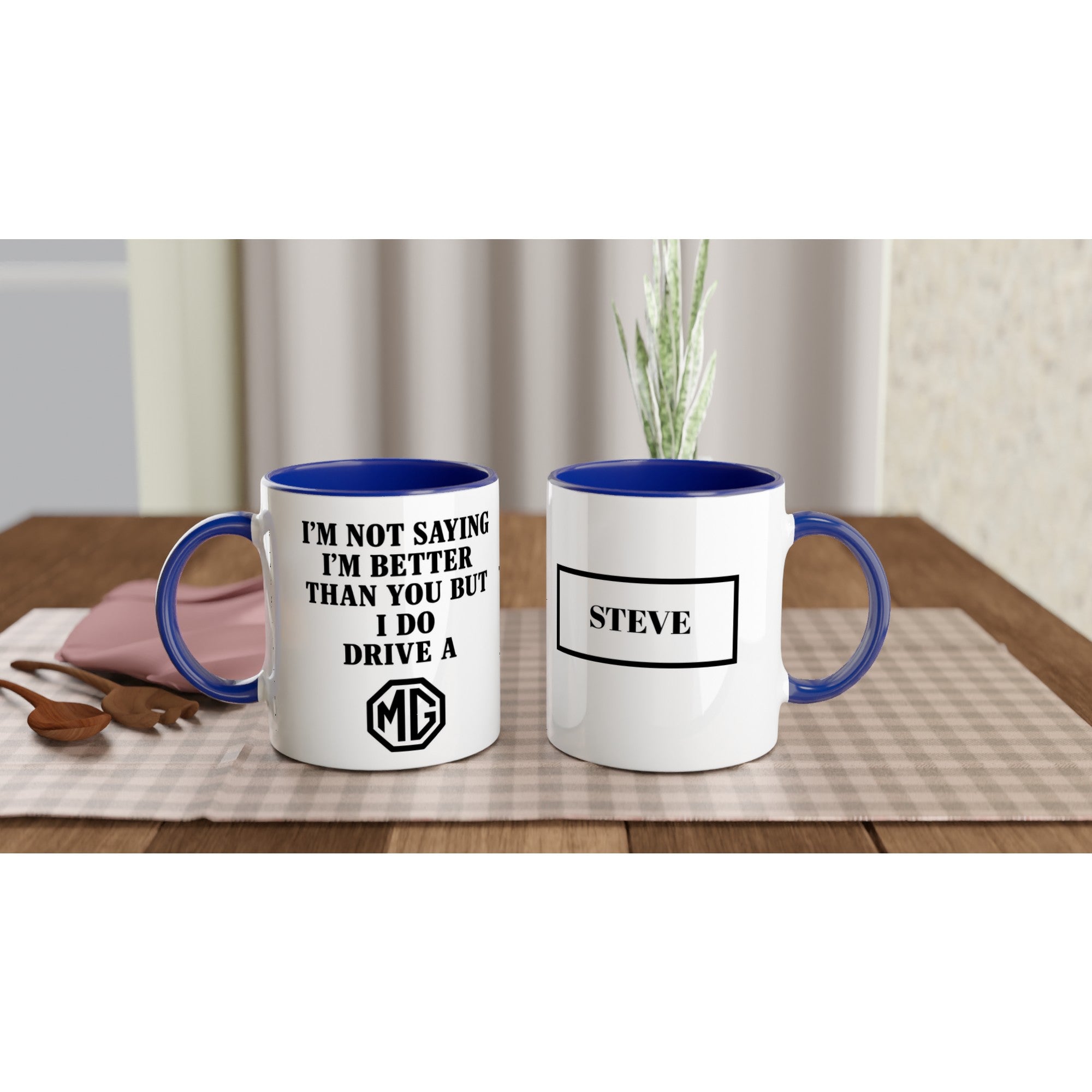 Personalized MG Mug - Custom Car Lover Gift - 11oz Ceramic Mug in Multiple Colors Ceramic Blue