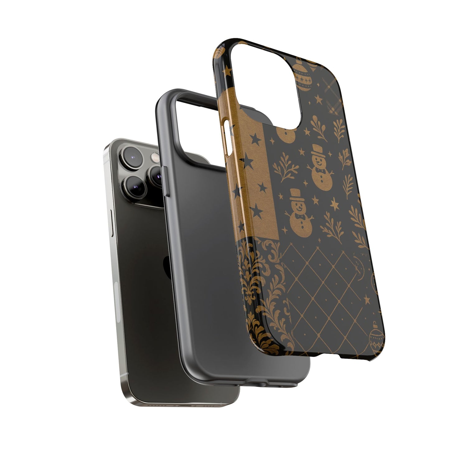 Black Festive Phone Case | Christmas Gift | Holiday Decor | Snowman Design | Tough Cases | Winter Celebration