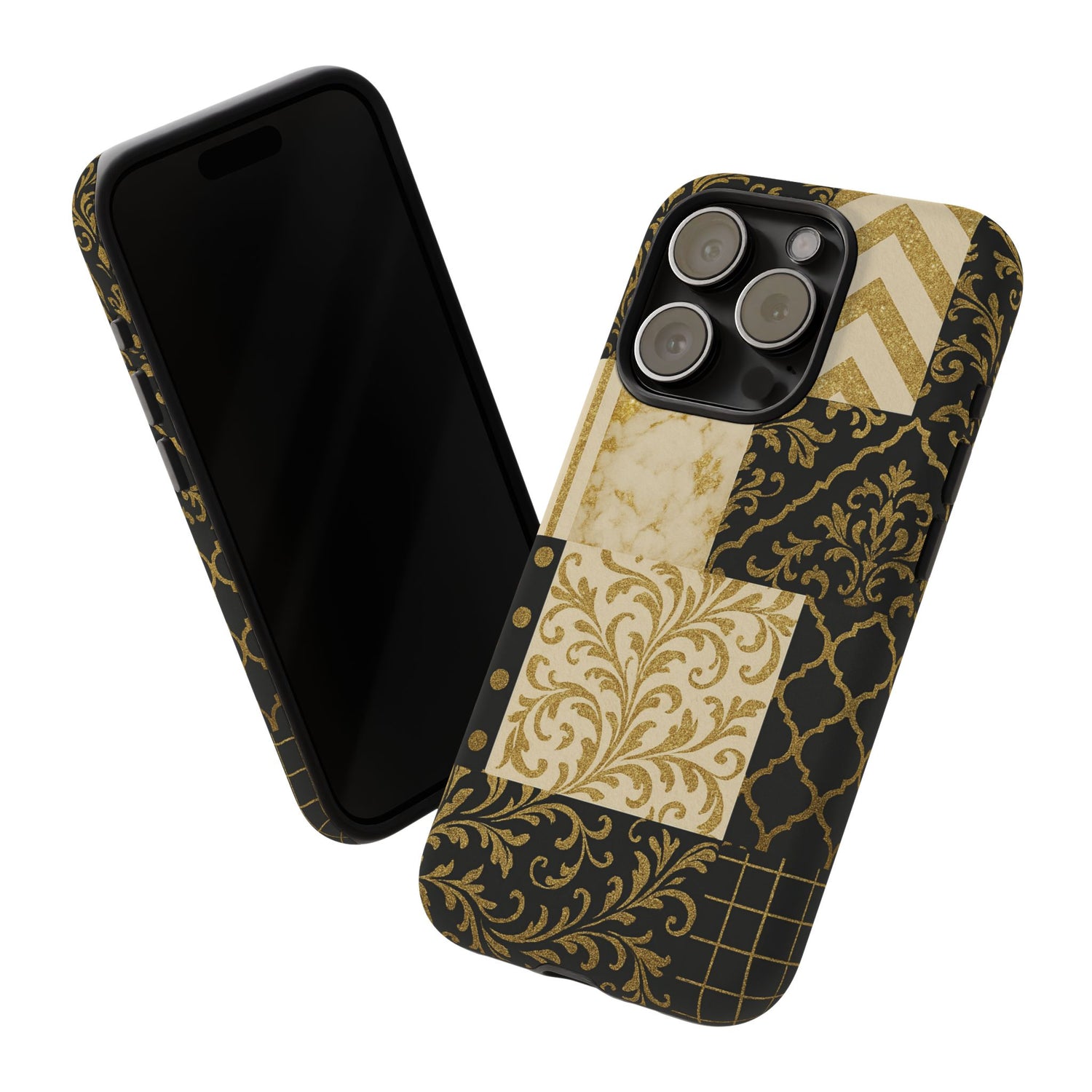Phone Case, Luxury Black and Gold Festive Design for Christmas Gift, Holiday Decor, Tough Cases, Winter Celebration, Elegant iPhone Cover