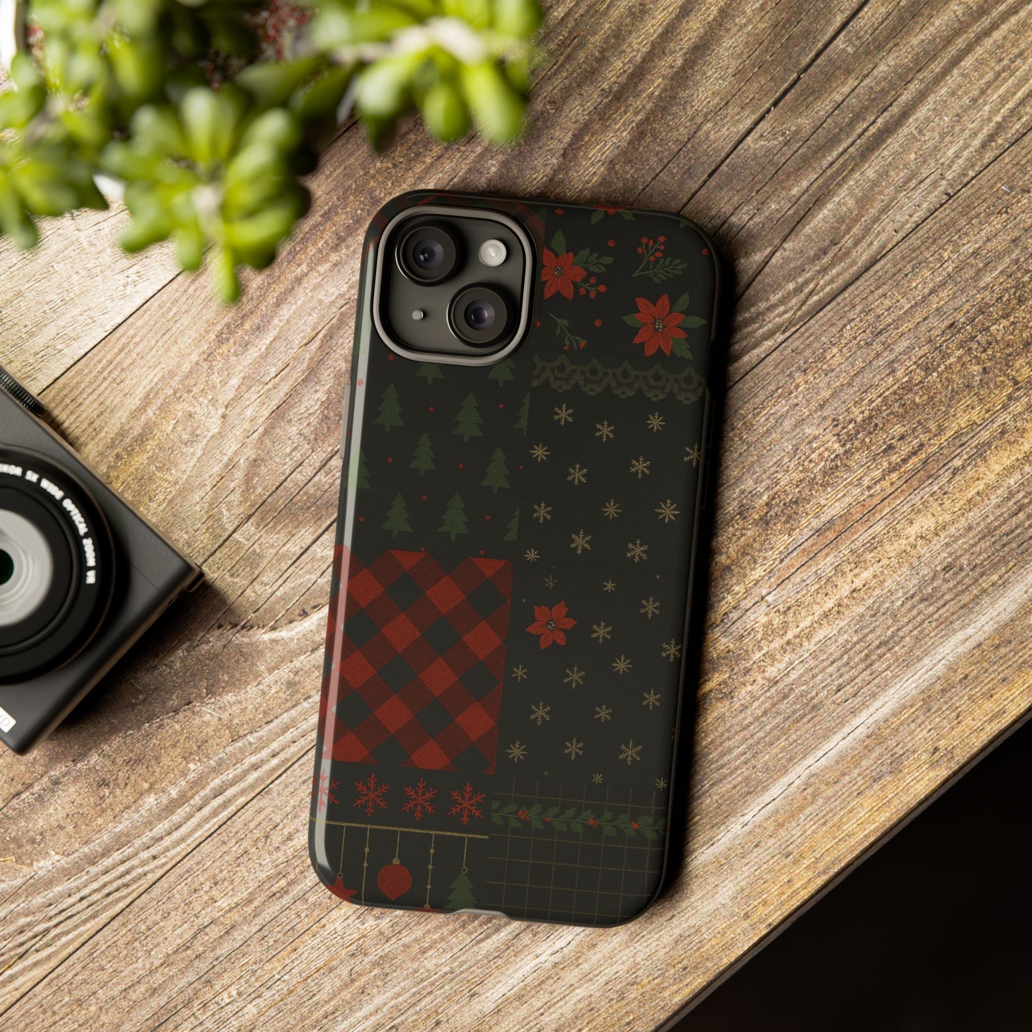 Black Festive Phone Case - Christmas Phone Cover - Tough Design