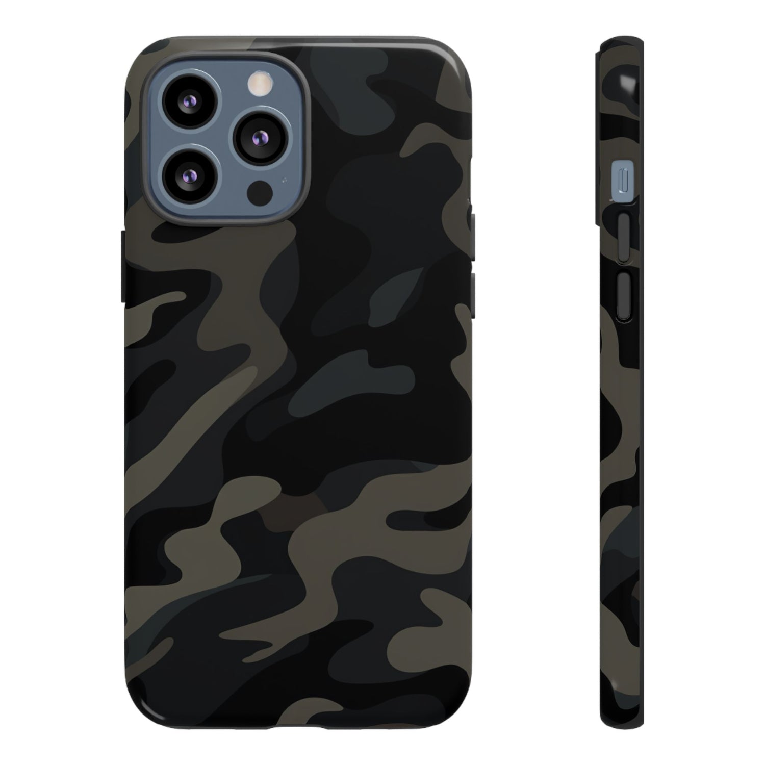 Black Camouflage Phone Case for iPhone, Samsung and Google Pixel iPhone 13 Pro Max Glossy
