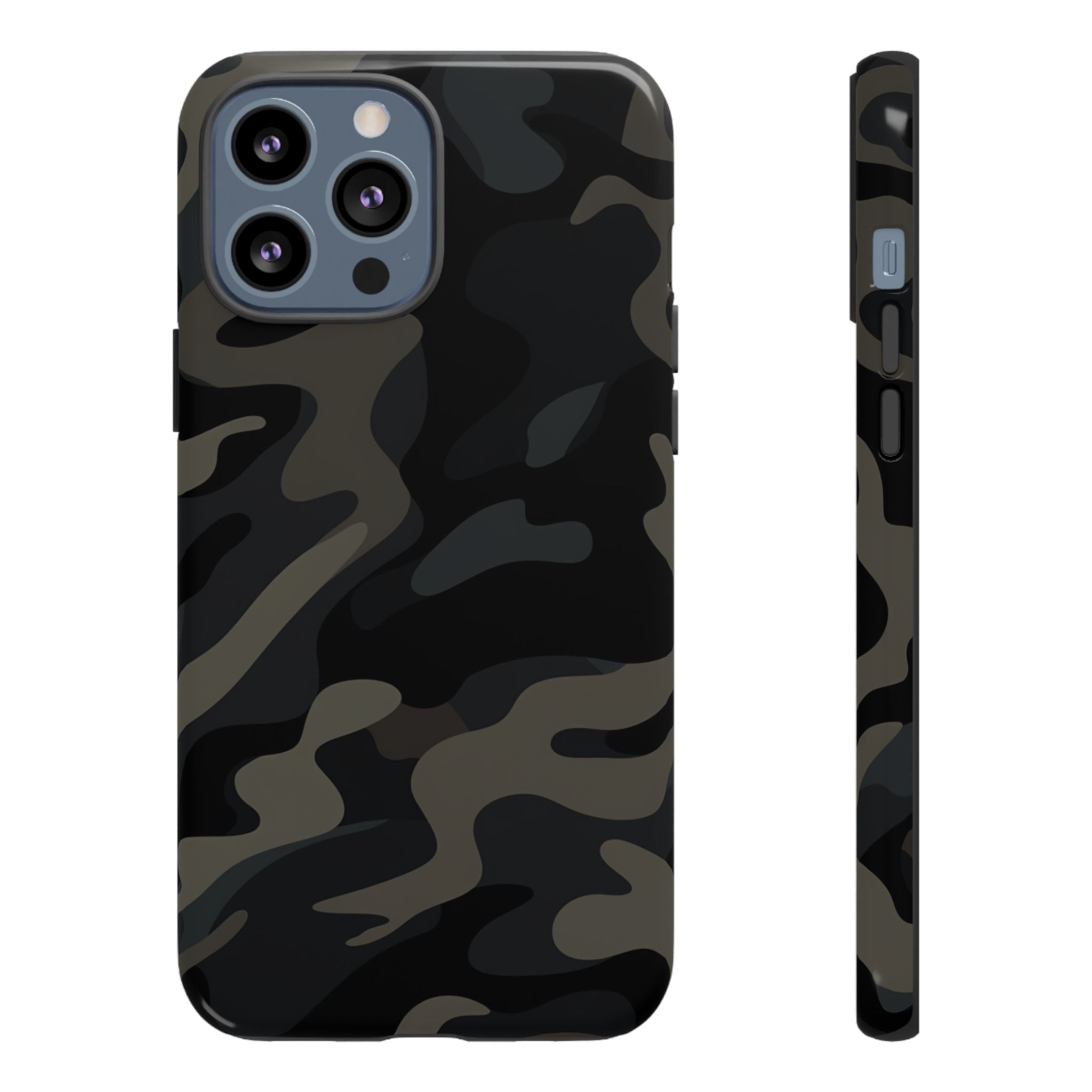 Black Camouflage Phone Case for iPhone, Samsung and Google Pixel iPhone 13 Pro Max Glossy