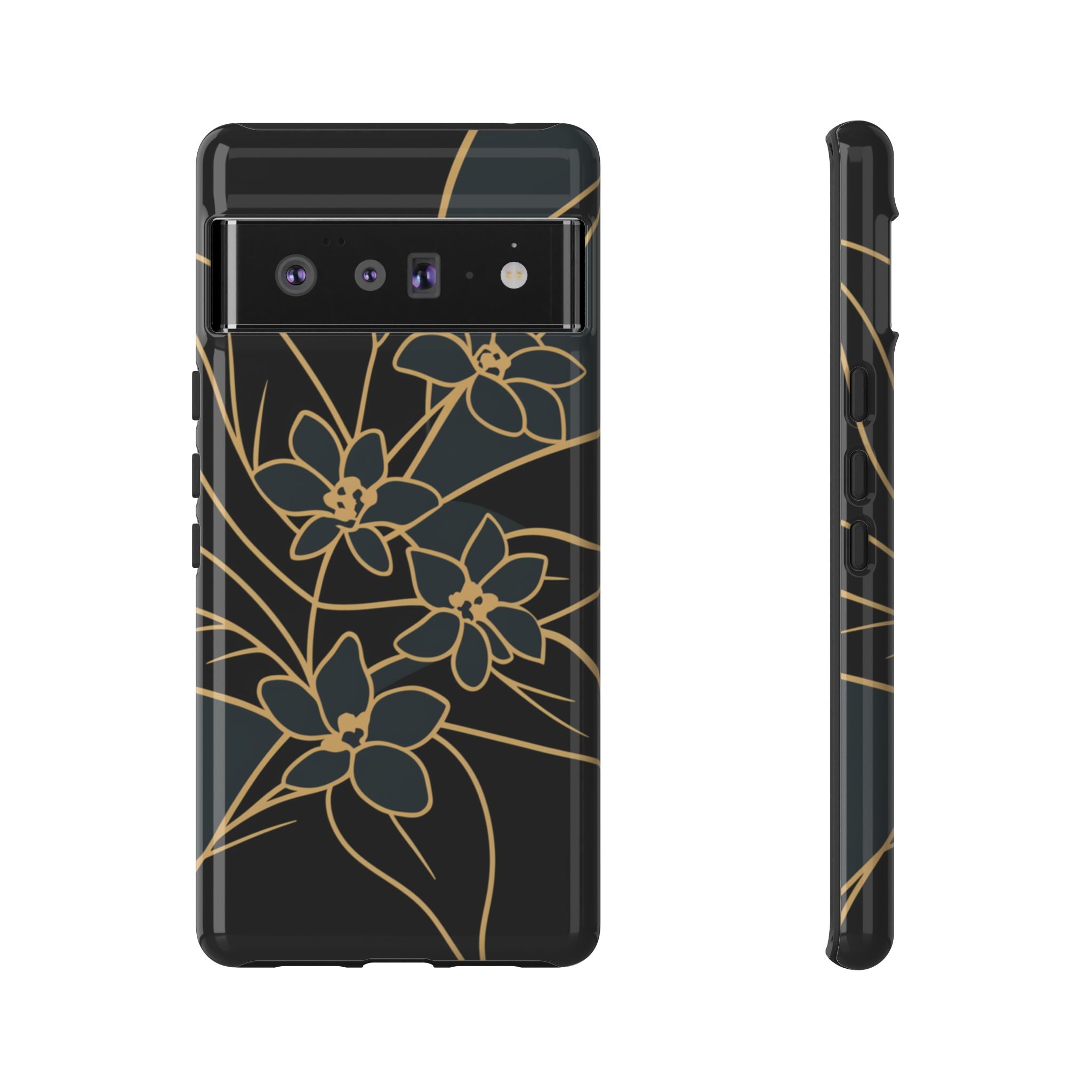 Golden Bloom - Elegant Floral Line Art Phone Case Google Pixel 6 Pro Glossy