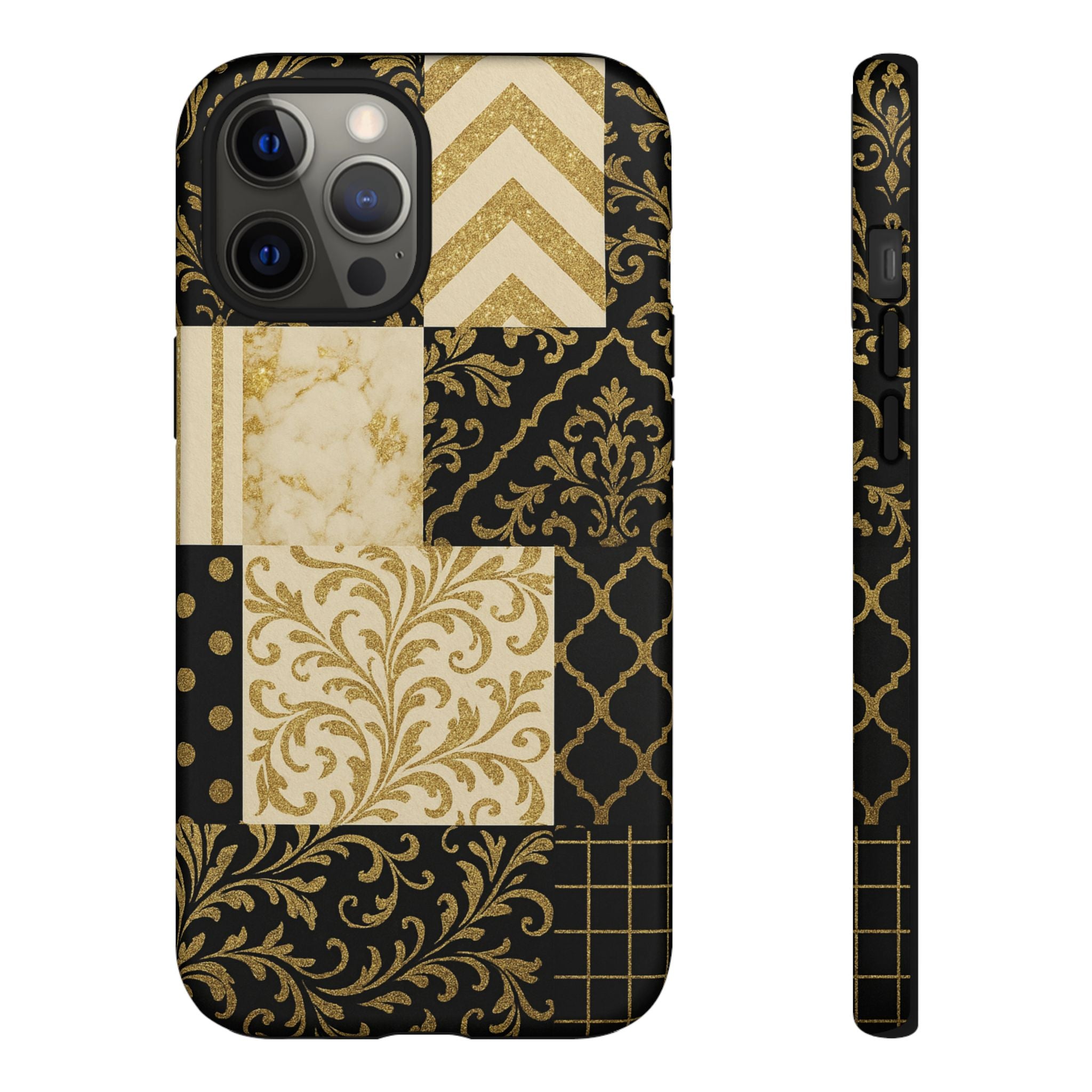 Phone Case, Luxury Black and Gold Festive Design for Christmas Gift, Holiday Decor, Tough Cases, Winter Celebration, Elegant iPhone Cover iPhone 12 Pro Max Matte