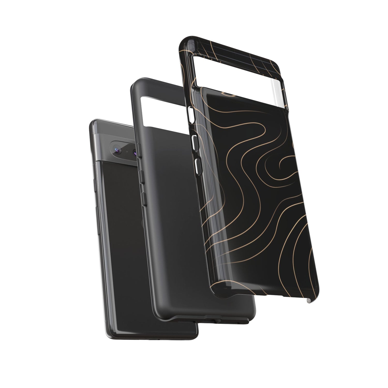 Noir Topograph - Black Minimalist Line Art Phone Case