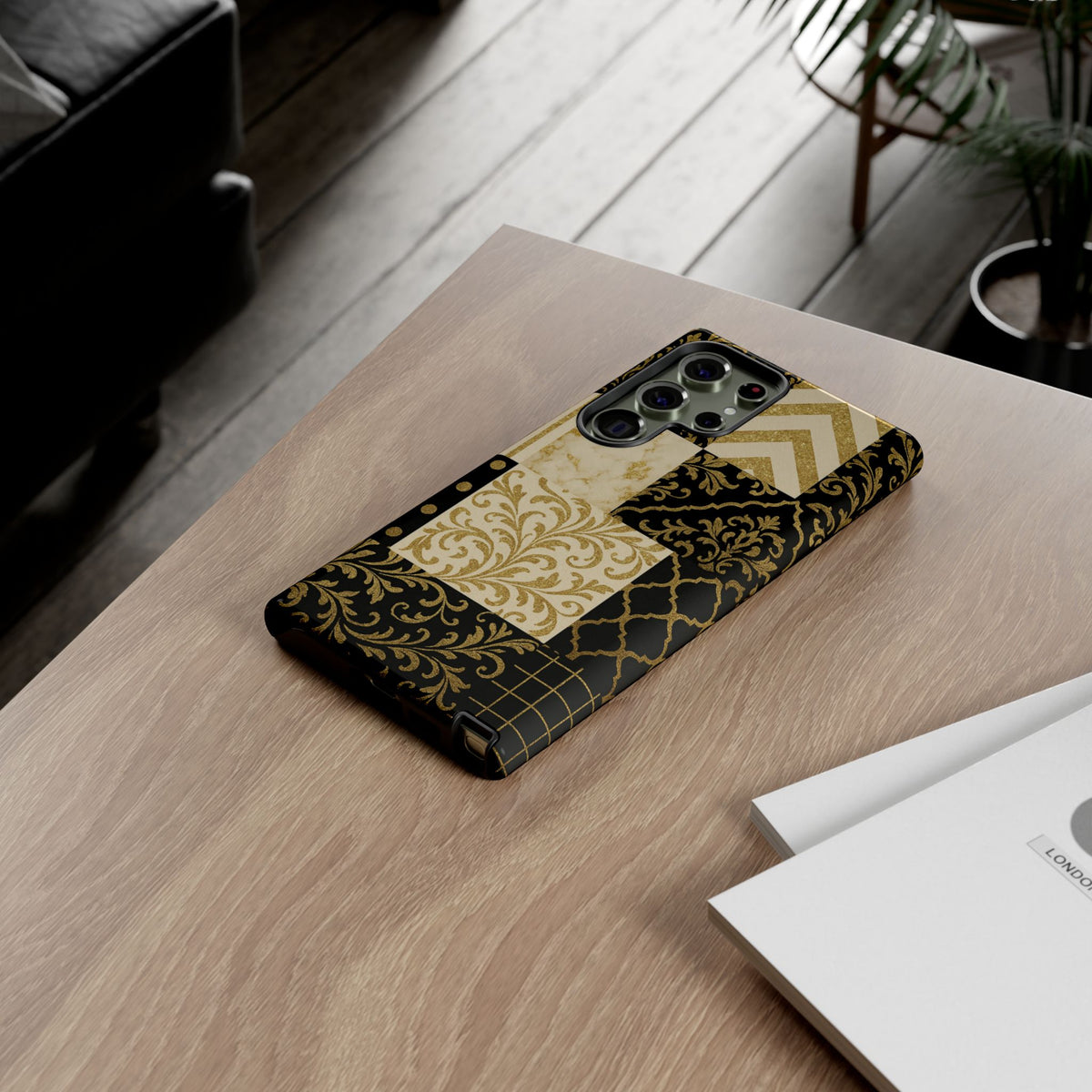 Phone Case, Luxury Black and Gold Festive Design for Christmas Gift, Holiday Decor, Tough Cases, Winter Celebration, Elegant iPhone Cover