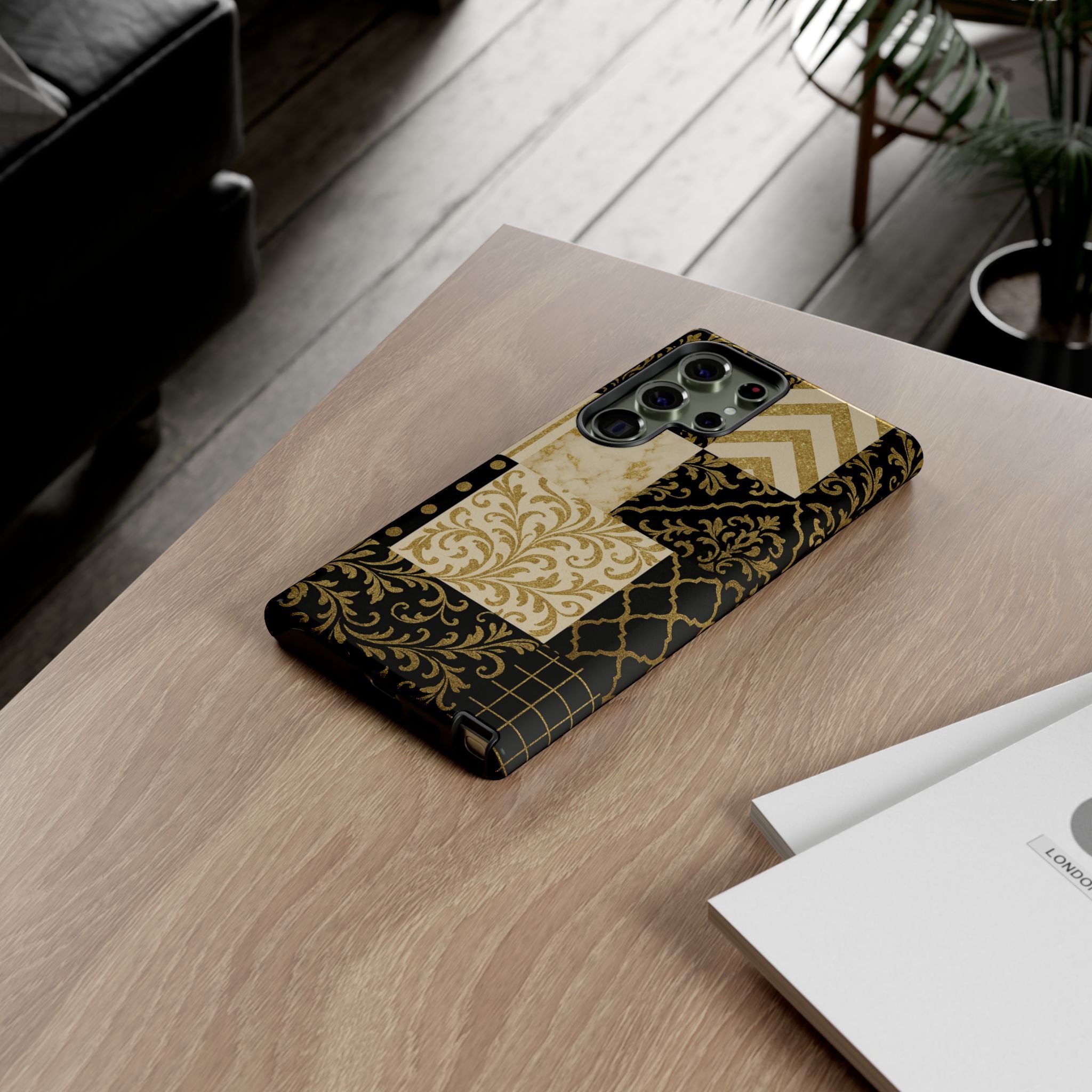 Phone Case, Luxury Black and Gold Festive Design for Christmas Gift, Holiday Decor, Tough Cases, Winter Celebration, Elegant iPhone Cover