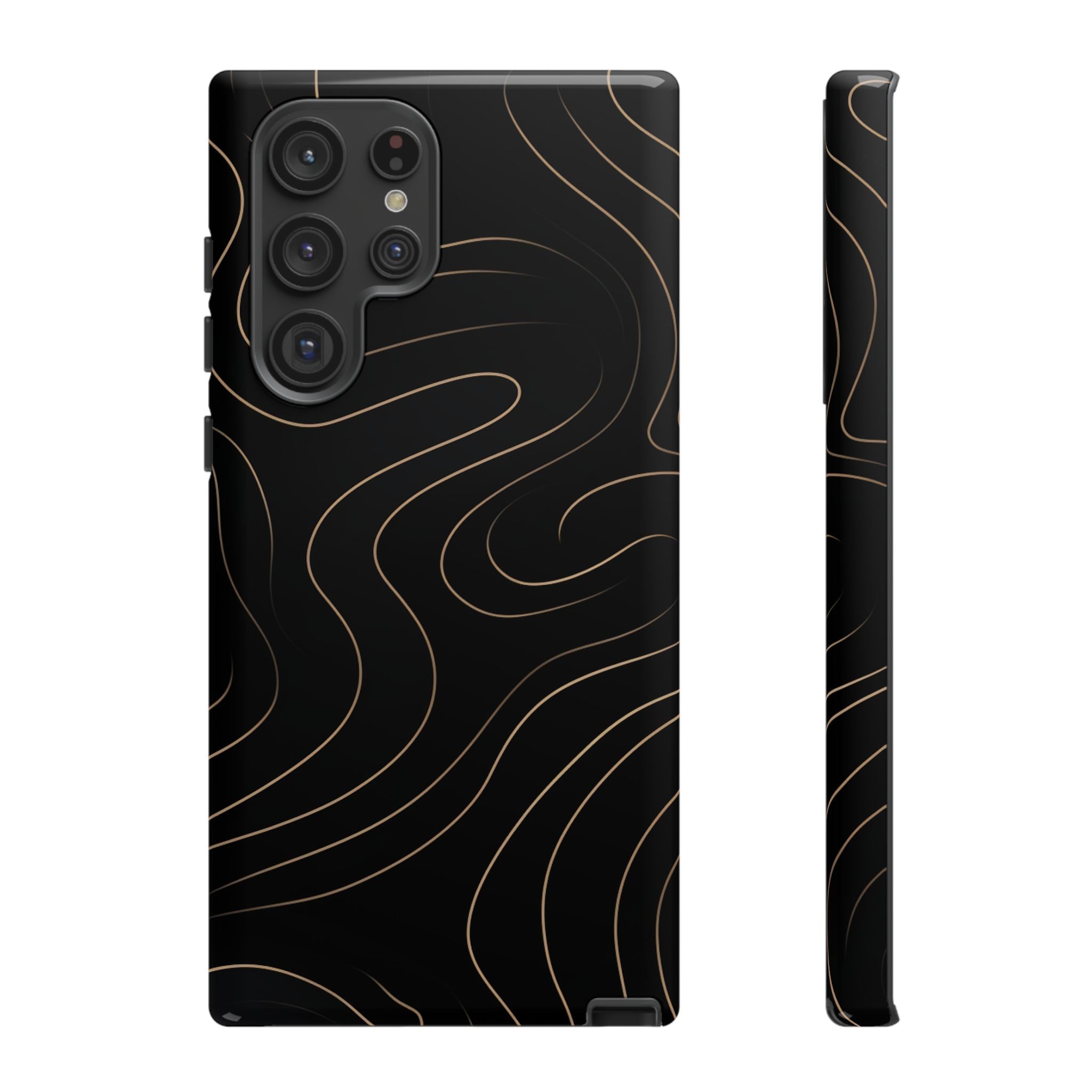 Noir Topograph - Black Minimalist Line Art Phone Case Samsung Galaxy S22 Ultra Glossy