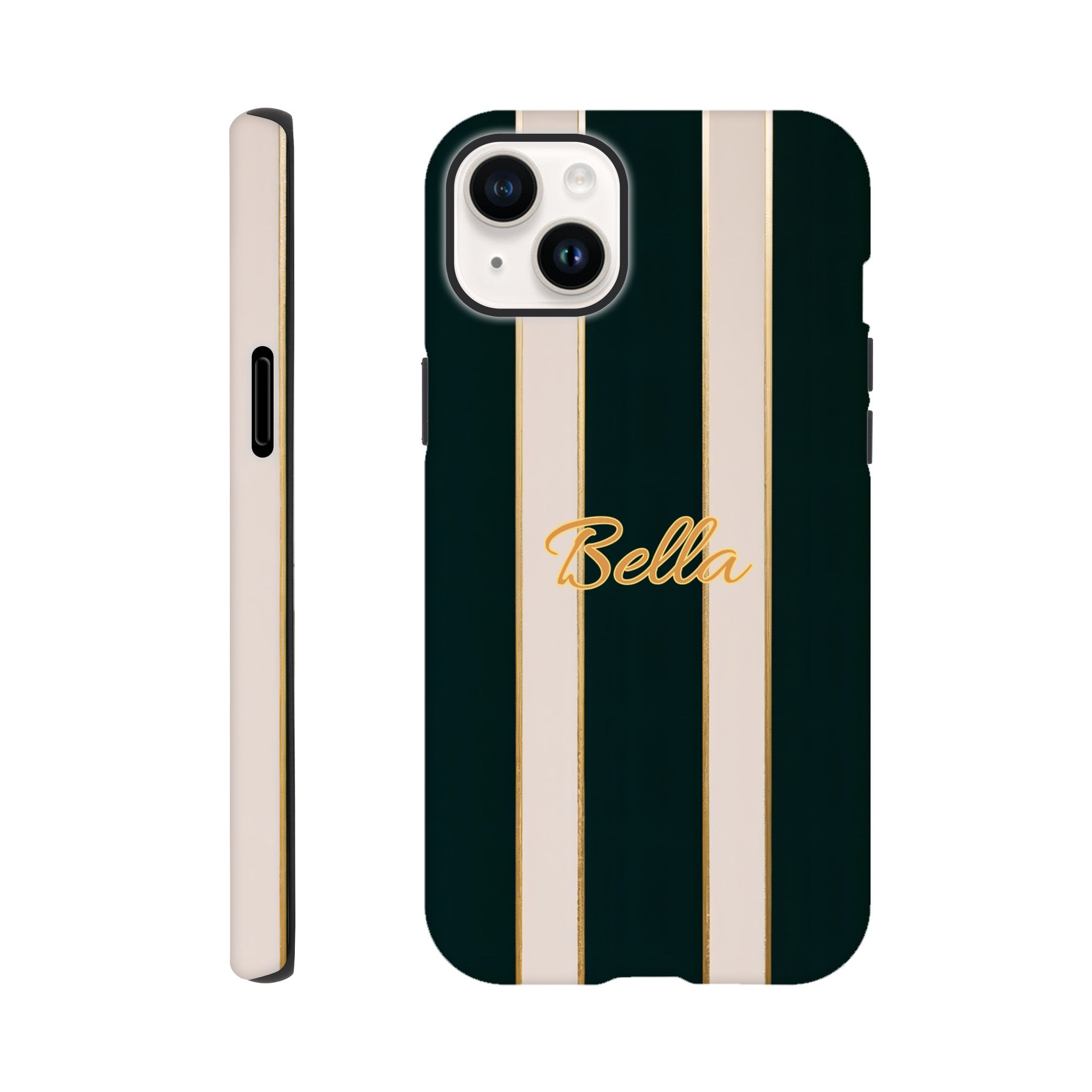 Elegant Striped Phone Case - Black & Cream Design with Gold Accents for iPhone & Samsung | Luxury Protection iPhone 14 Plus