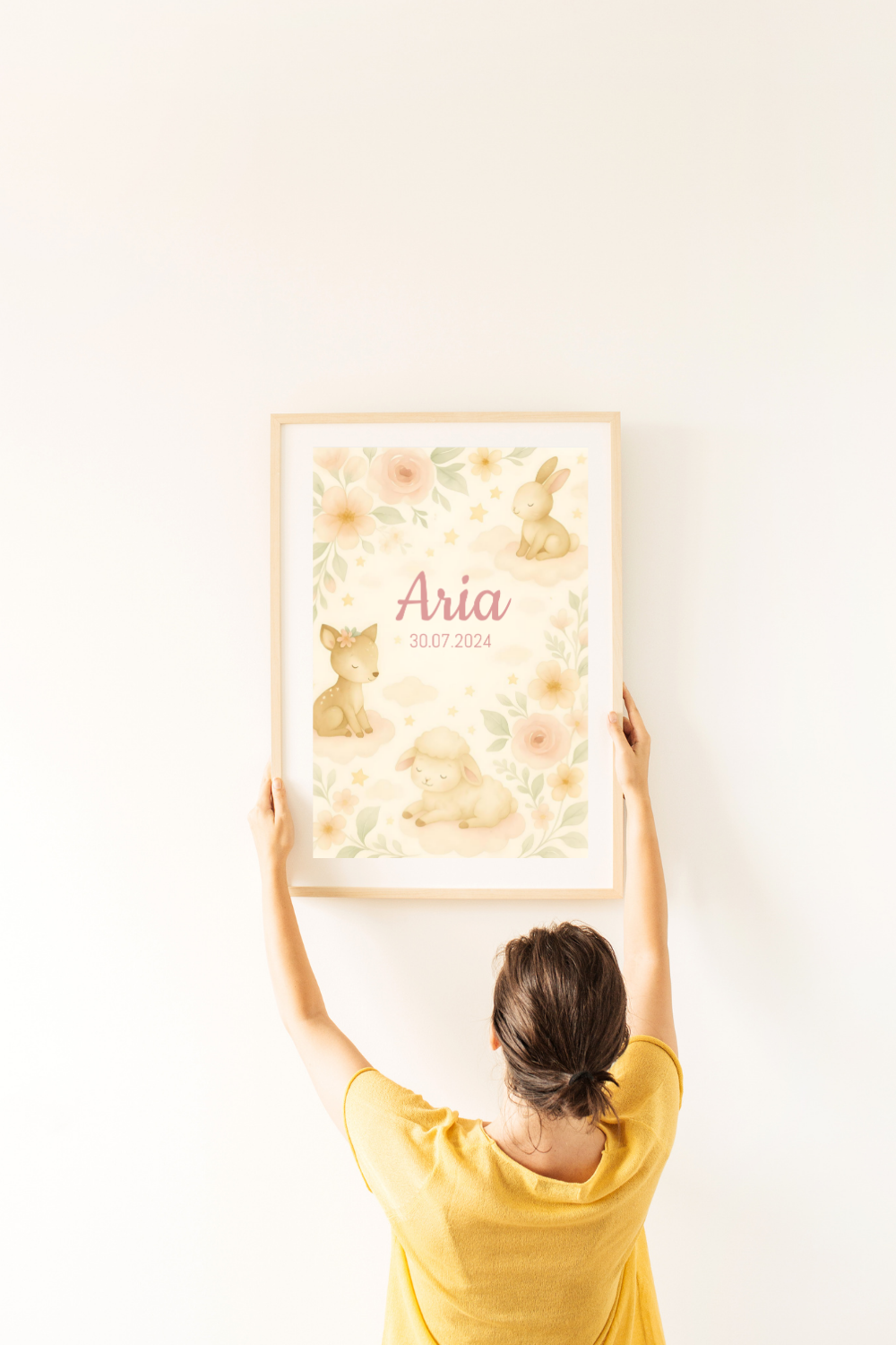 Personalised Woodland Baby Animal Nursery Print - Custom Name Poster