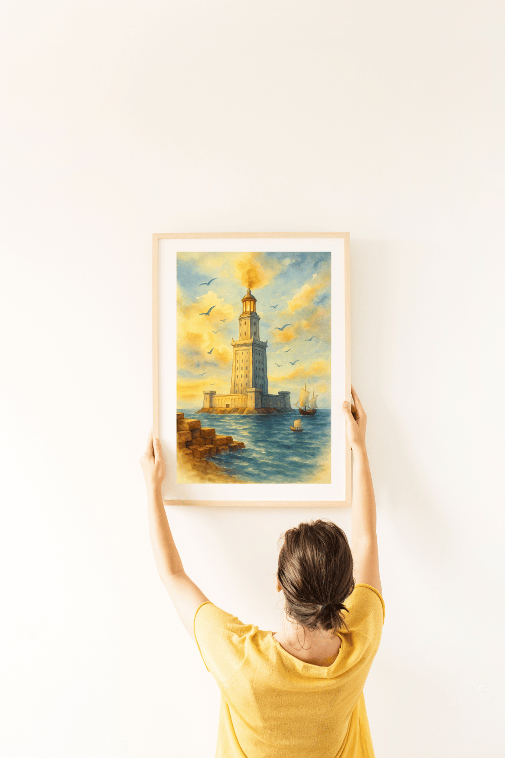 Lighthouse of Alexandria Watercolor Print: Pharos Wall Art