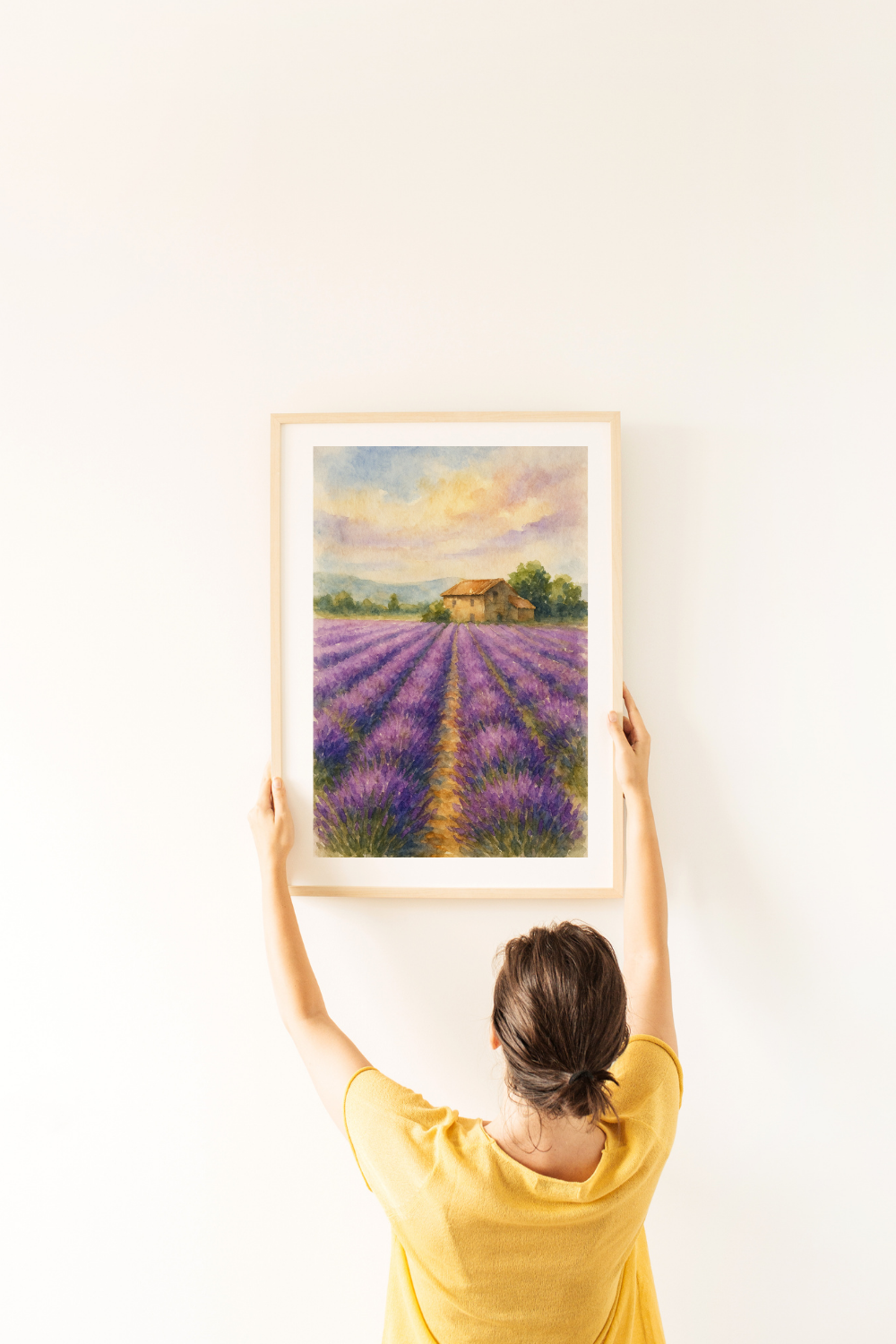 Lavender Fields Provence Watercolour Print - France Travel Wall Art