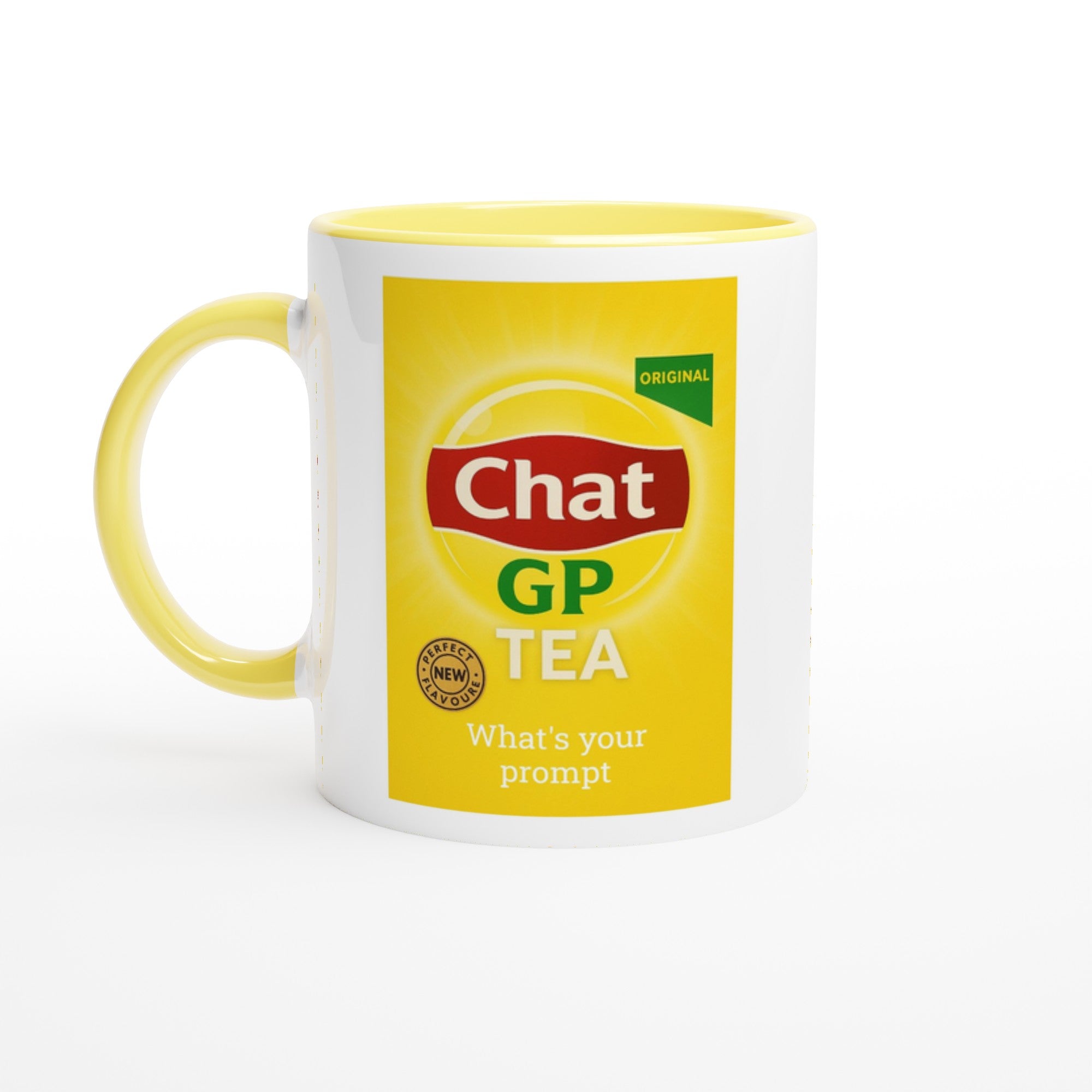 Chat GP Tea Mug - Perfect Gift for AI Lovers & ChatGPT Fans - 11oz Ceramic Coffee Cup Ceramic Yellow