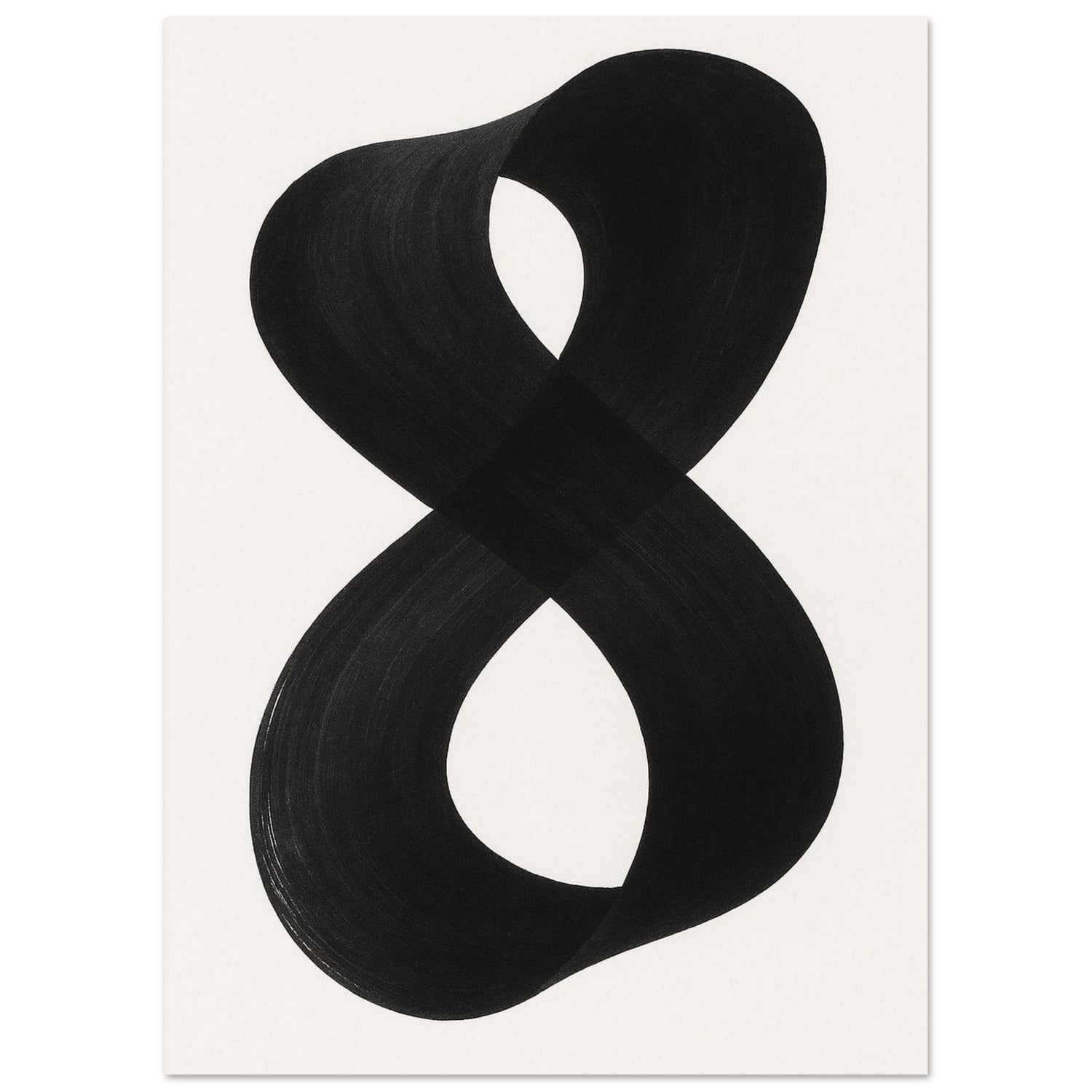 Infinity Abstract Brushstroke Art Print - Modern Minimalist Poster in Pink, Blue, Ochre, Black 13x18 cm 5x7″ Black