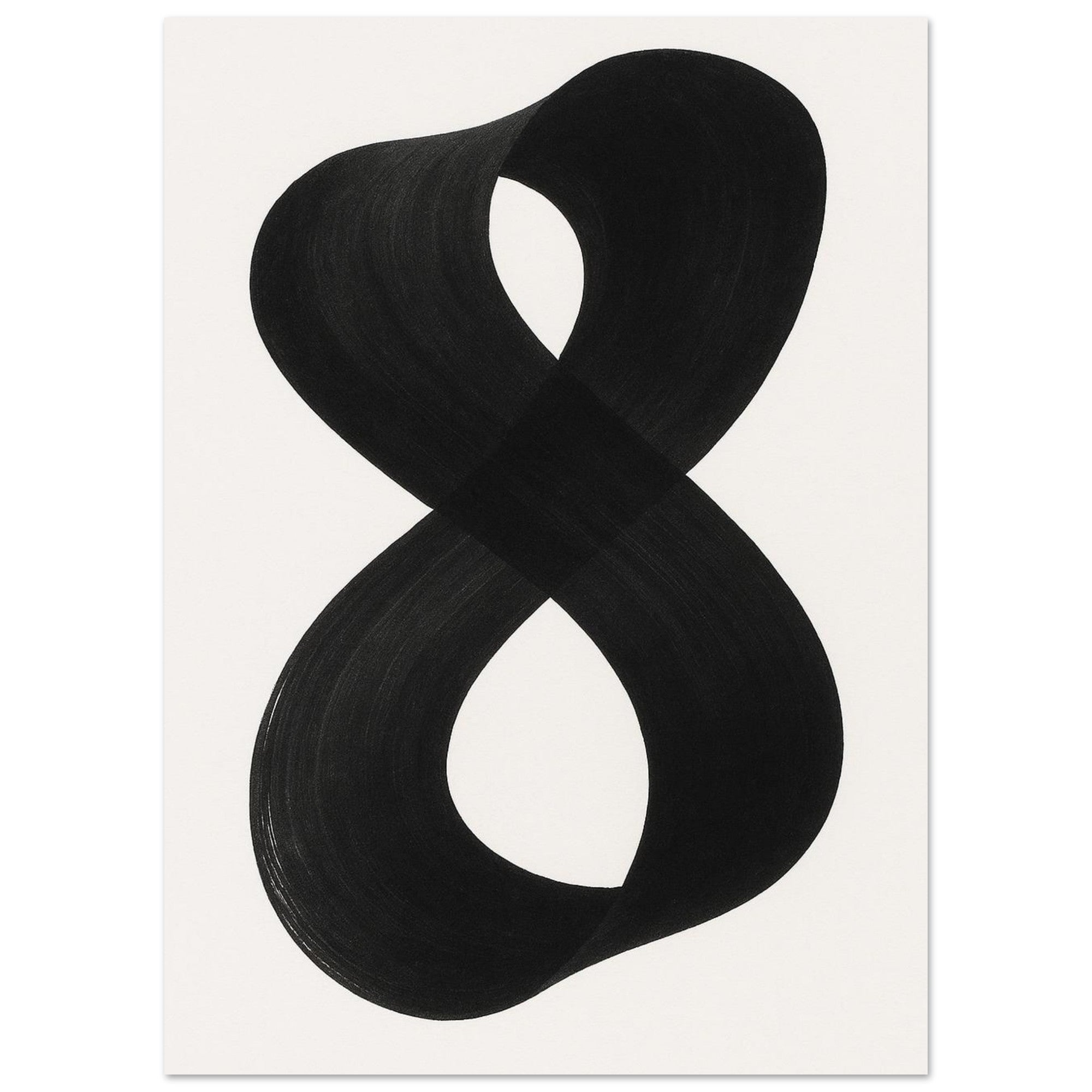 Infinity Abstract Brushstroke Art Print - Modern Minimalist Poster in Pink, Blue, Ochre, Black 13x18 cm 5x7″ Black
