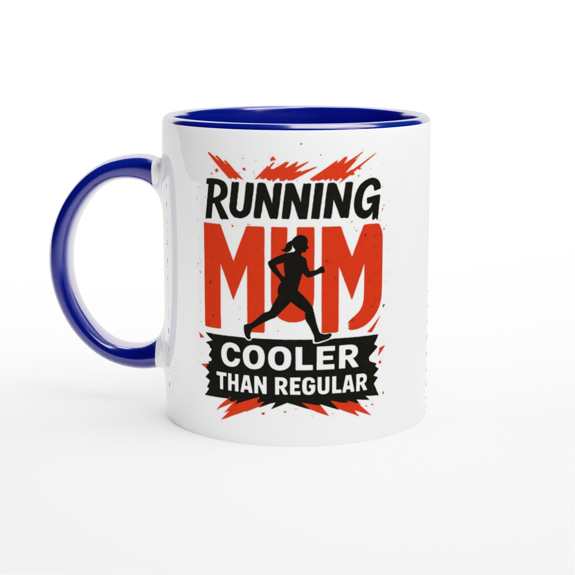 Running Mum Mug - Cooler than Regular - 11oz Ceramic Coffee Cup for Moms Ceramic Blue