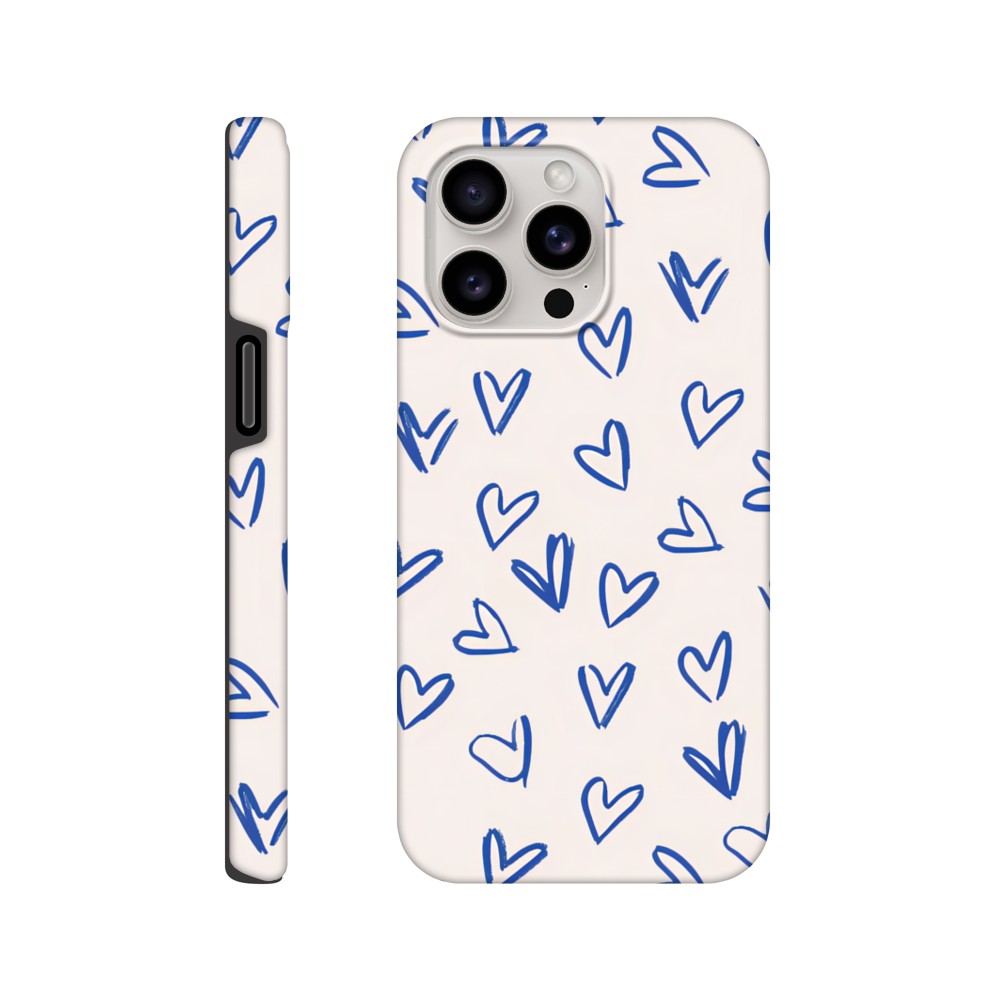 Blue Hearts Phone Case - Cute Minimalist Pattern for iPhone & Samsung | Romantic Design Protection iPhone 15 Pro Max