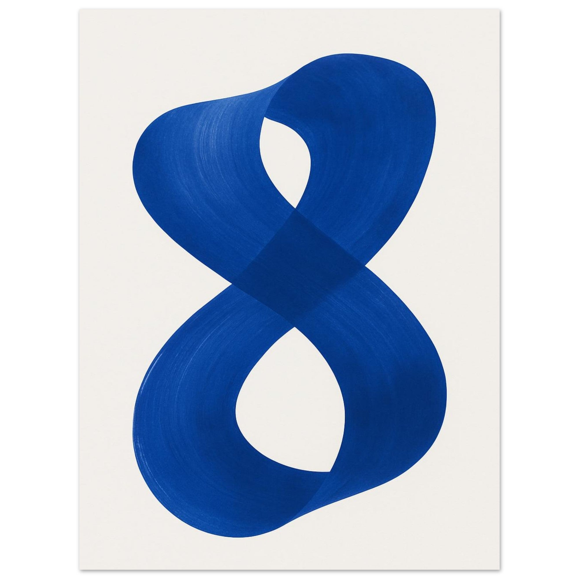 Infinity Abstract Brushstroke Art Print - Modern Minimalist Poster in Pink, Blue, Ochre, Black 60x80 cm 24x32″ Blue