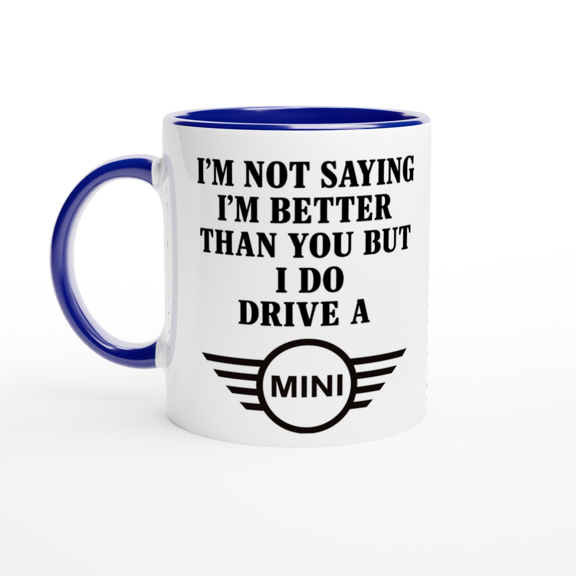 Funny Mini Mug - 11oz Car Driver Gift, Bold Statement Coffee Cup in multiple colors Ceramic Blue