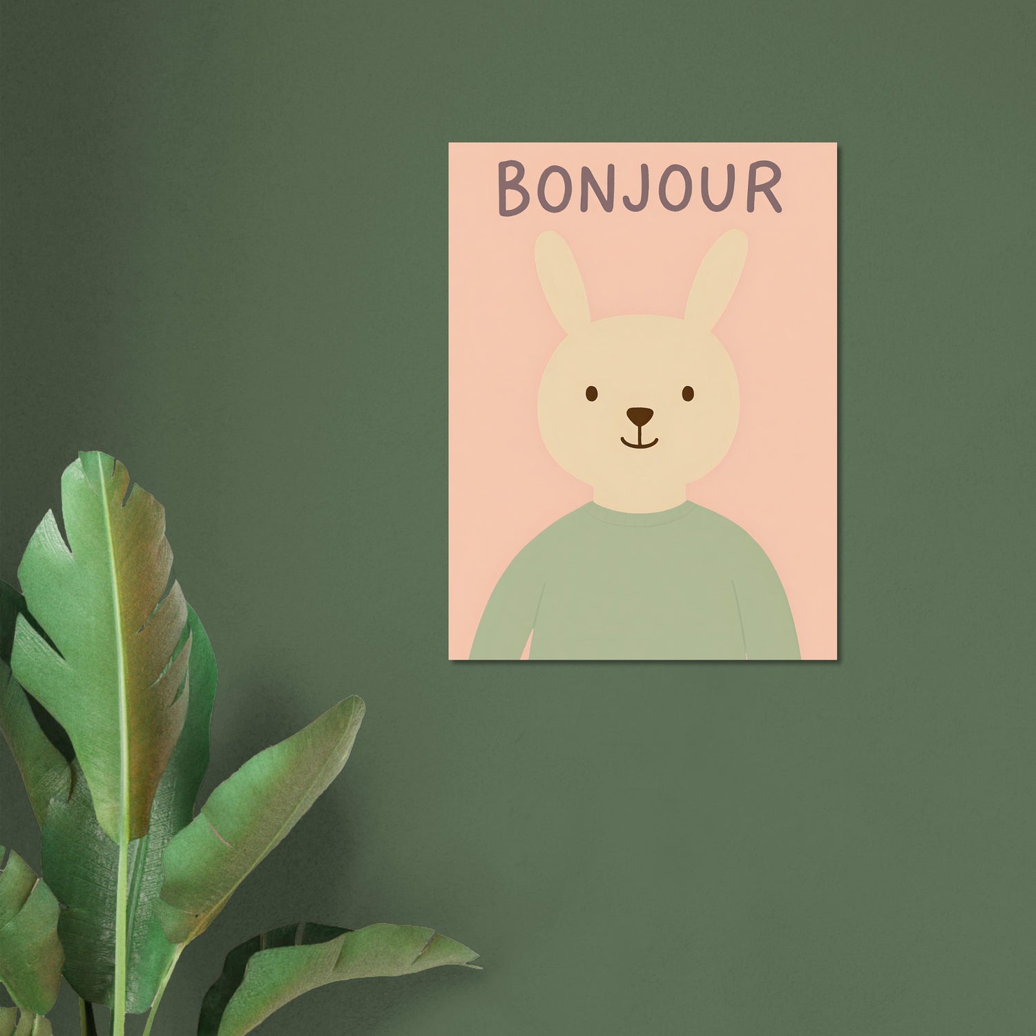 Bonjour Bunny Poster - Adorable Nursery Decor for Baby Girl - Classic Matte Art Print 75x100 cm 30x40″