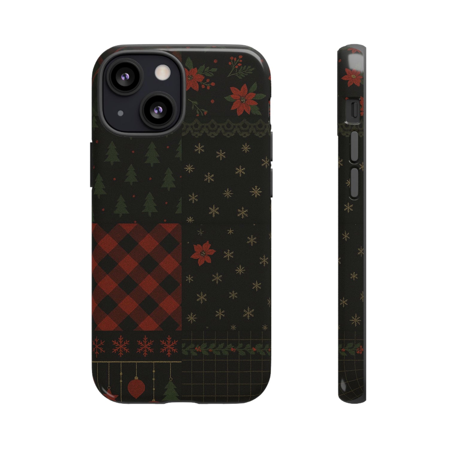 Black Festive Phone Case - Christmas Phone Cover - Tough Design iPhone 13 Mini Glossy