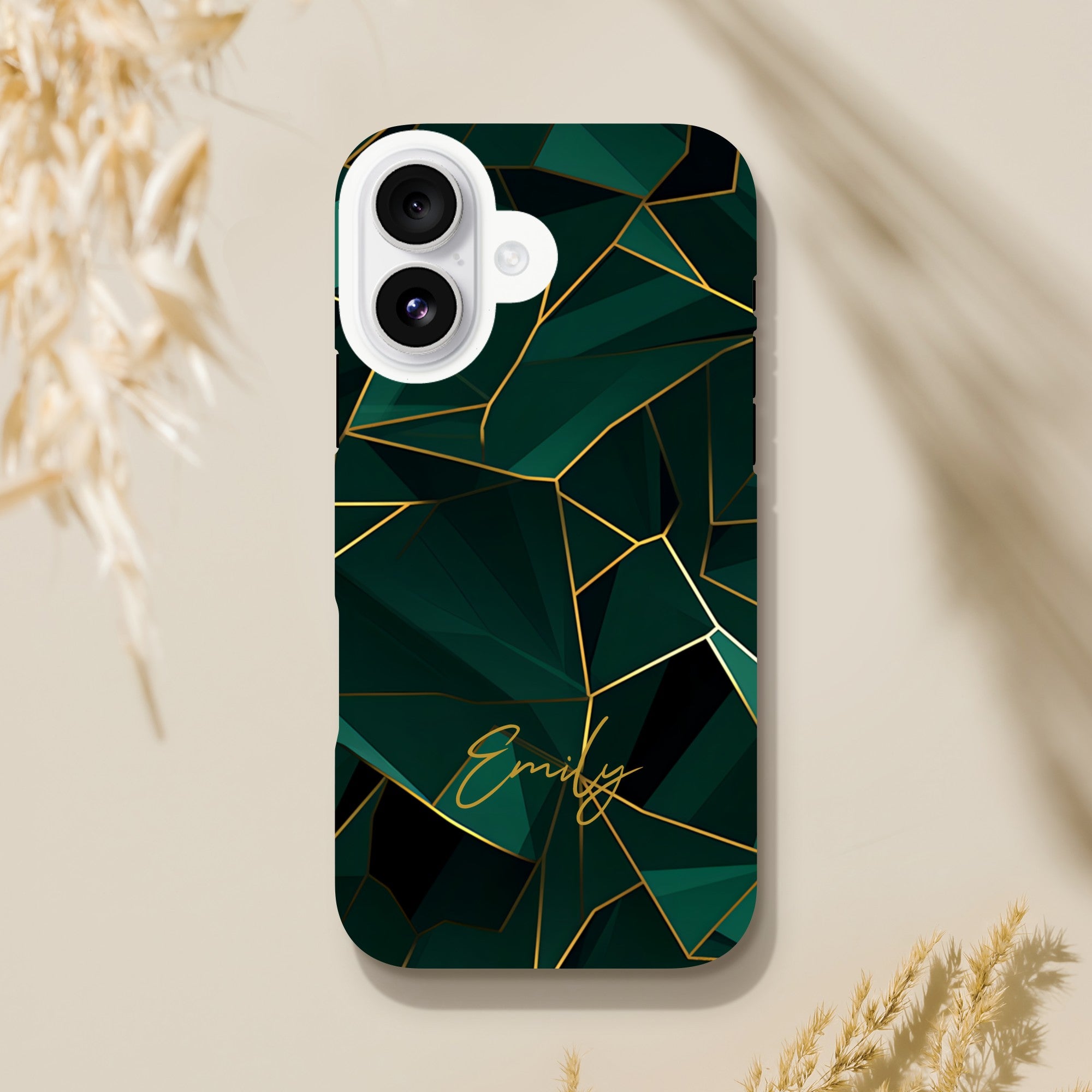 Personalized Emerald Green Tough iPhone Case - Luxury Double-Layer Protection iPhone 16