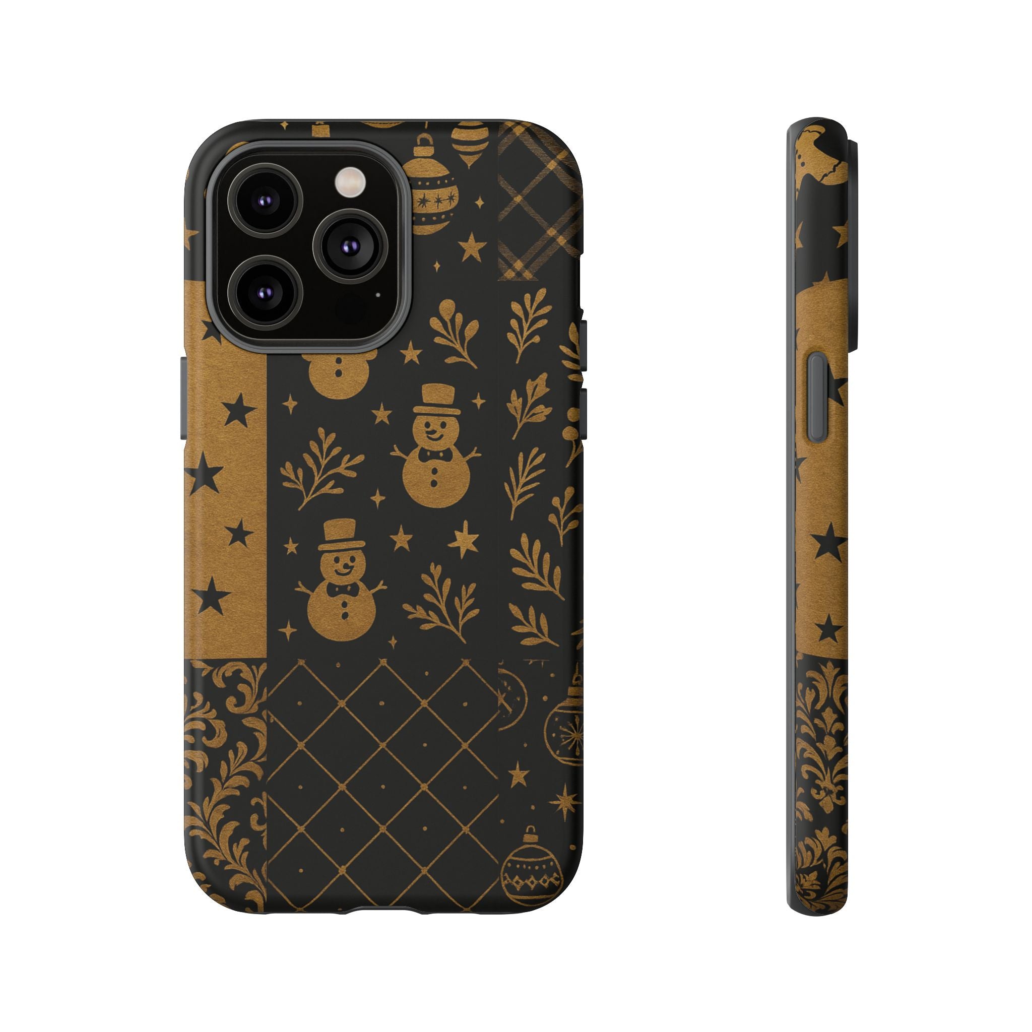 Black Festive Phone Case | Christmas Gift | Holiday Decor | Snowman Design | Tough Cases | Winter Celebration iPhone 14 Pro Max Matte