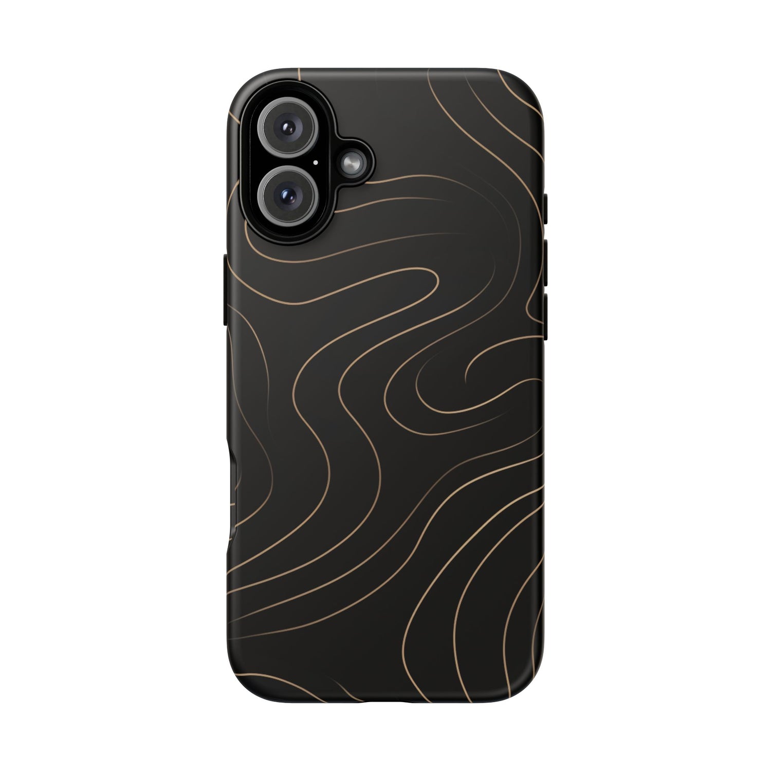Noir Topograph - Black Minimalist Line Art Phone Case iPhone 16 Plus Matte