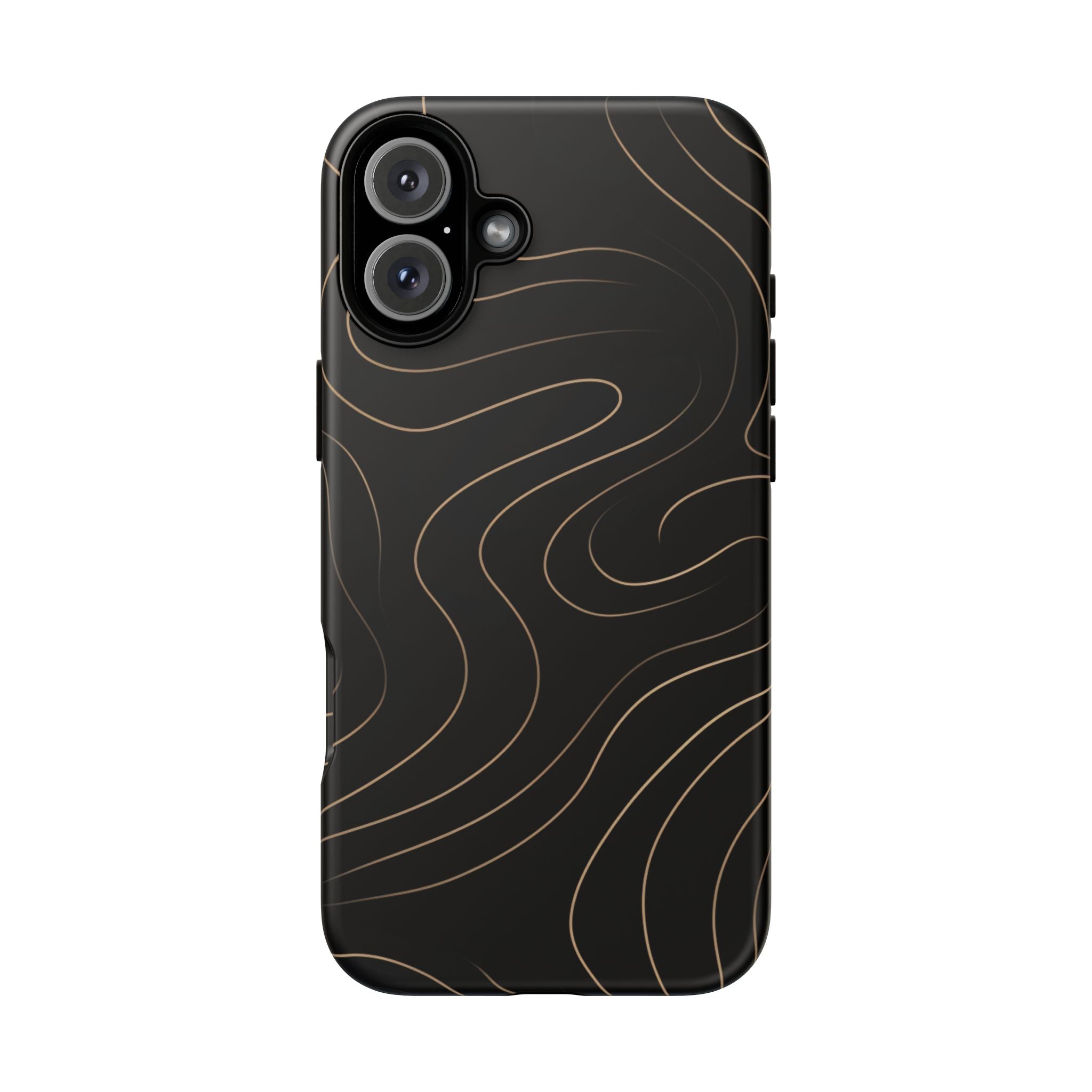 Noir Topograph - Black Minimalist Line Art Phone Case iPhone 16 Plus Matte