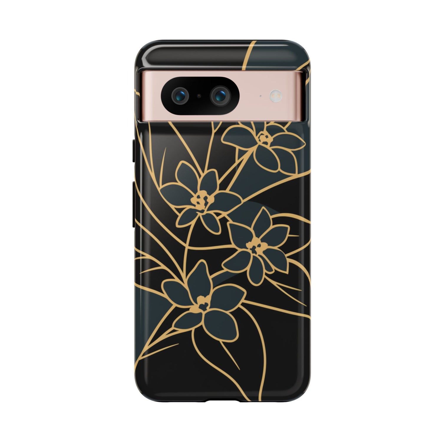 Golden Bloom - Elegant Floral Line Art Phone Case Google Pixel 8 Glossy