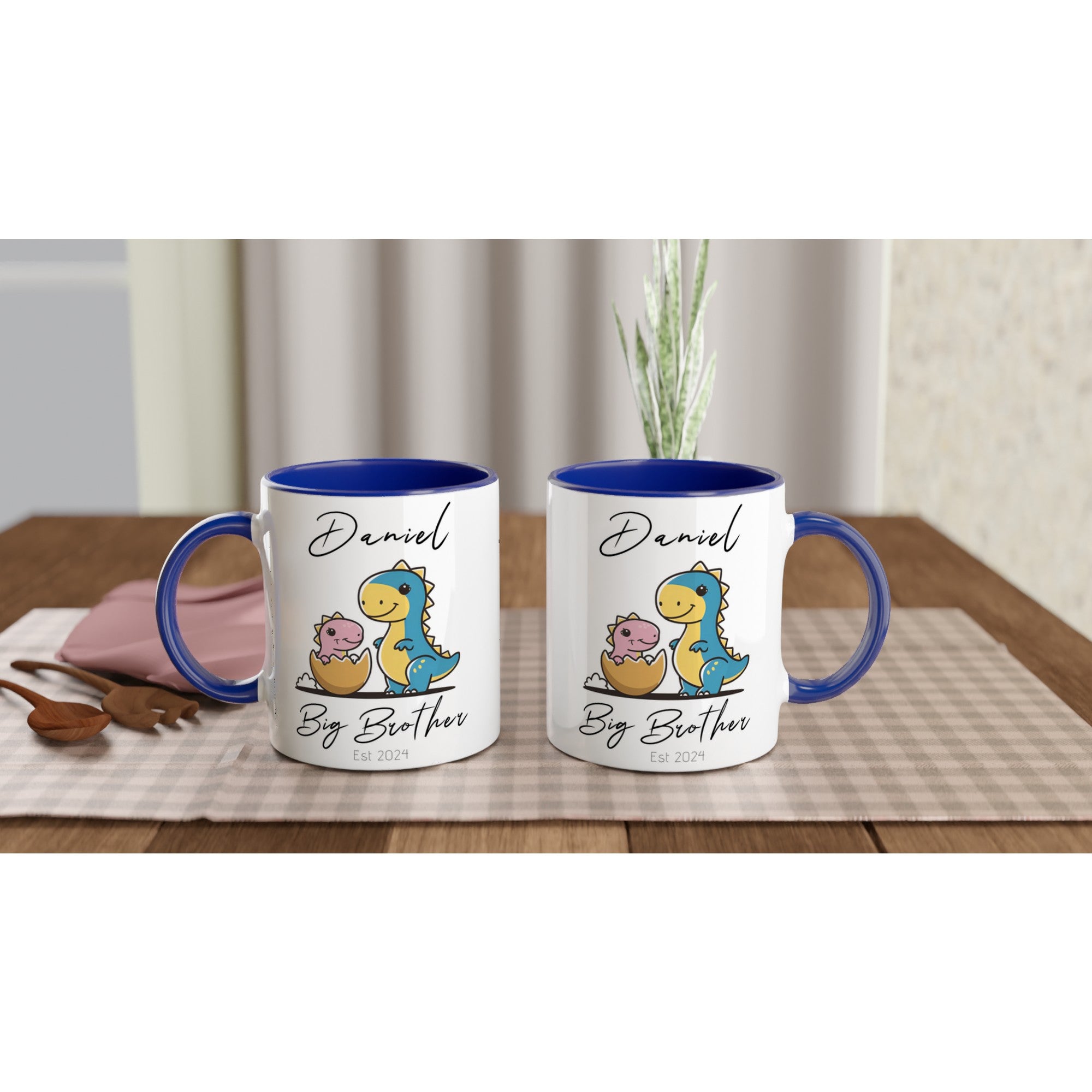 Personalized Dinosaur Big Brother Mug - Custom Name Printed Ceramic Cup | Pregnancy Announcement Gift 11oz