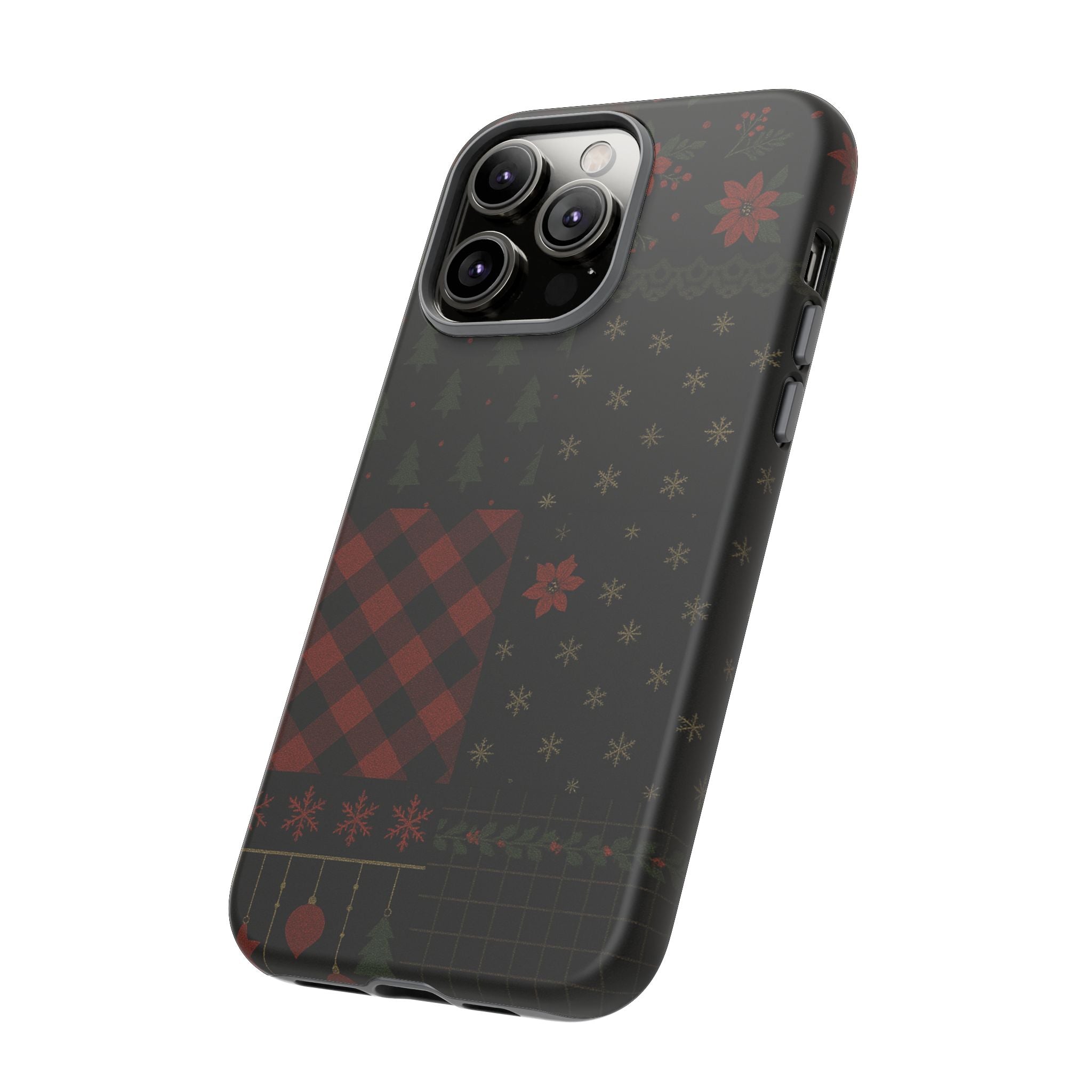 Black Festive Phone Case - Christmas Phone Cover - Tough Design