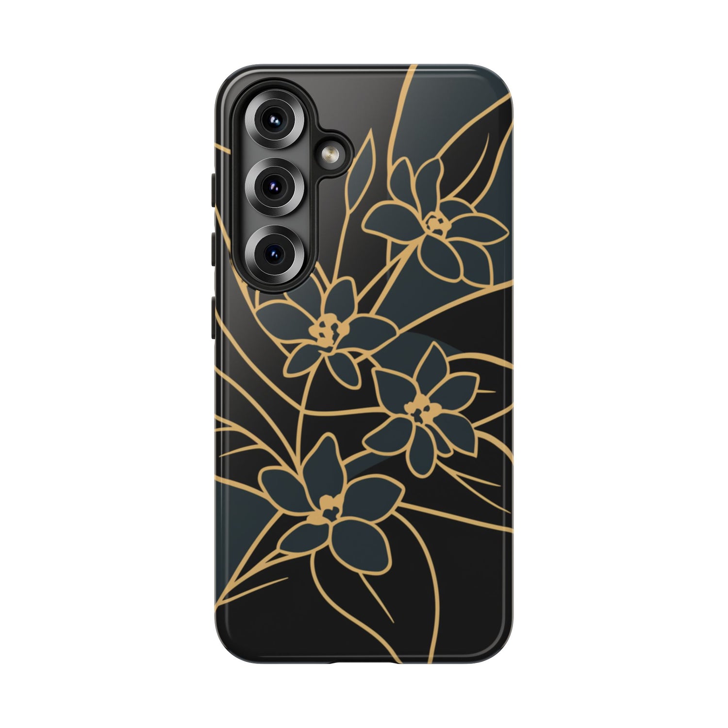 Golden Bloom - Elegant Floral Line Art Phone Case Samsung Galaxy S25 Glossy