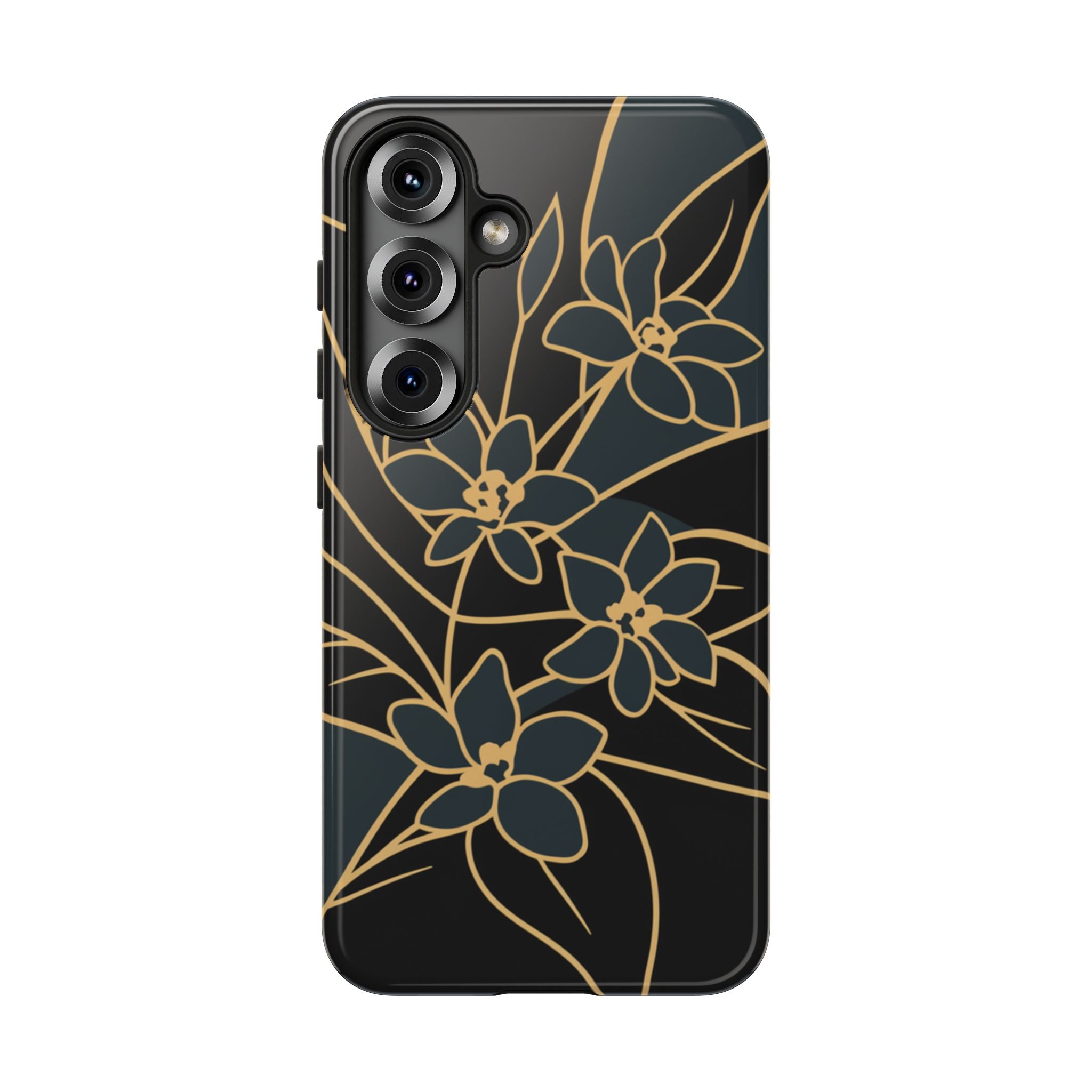 Golden Bloom - Elegant Floral Line Art Phone Case Samsung Galaxy S25 Glossy