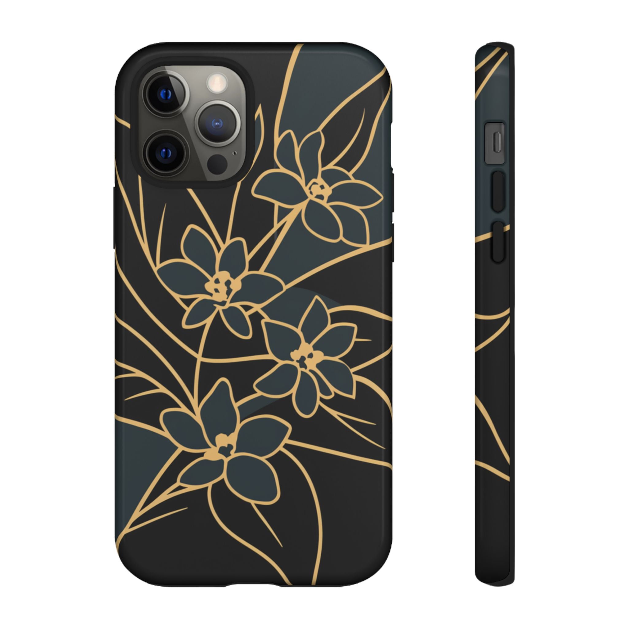 Golden Bloom - Elegant Floral Line Art Phone Case iPhone 12 Pro Glossy